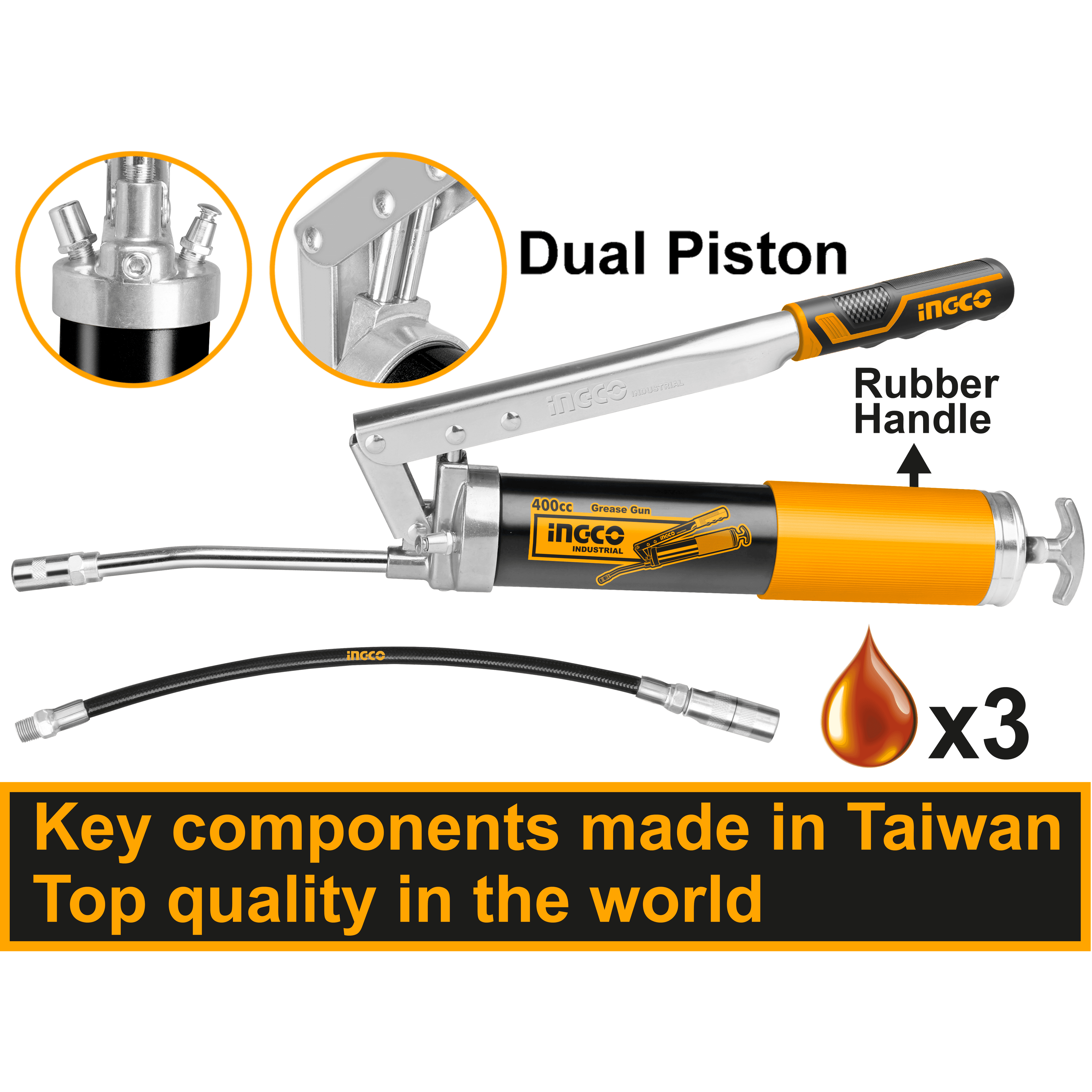 Gresor Argintiu cu 2 Pistoane 