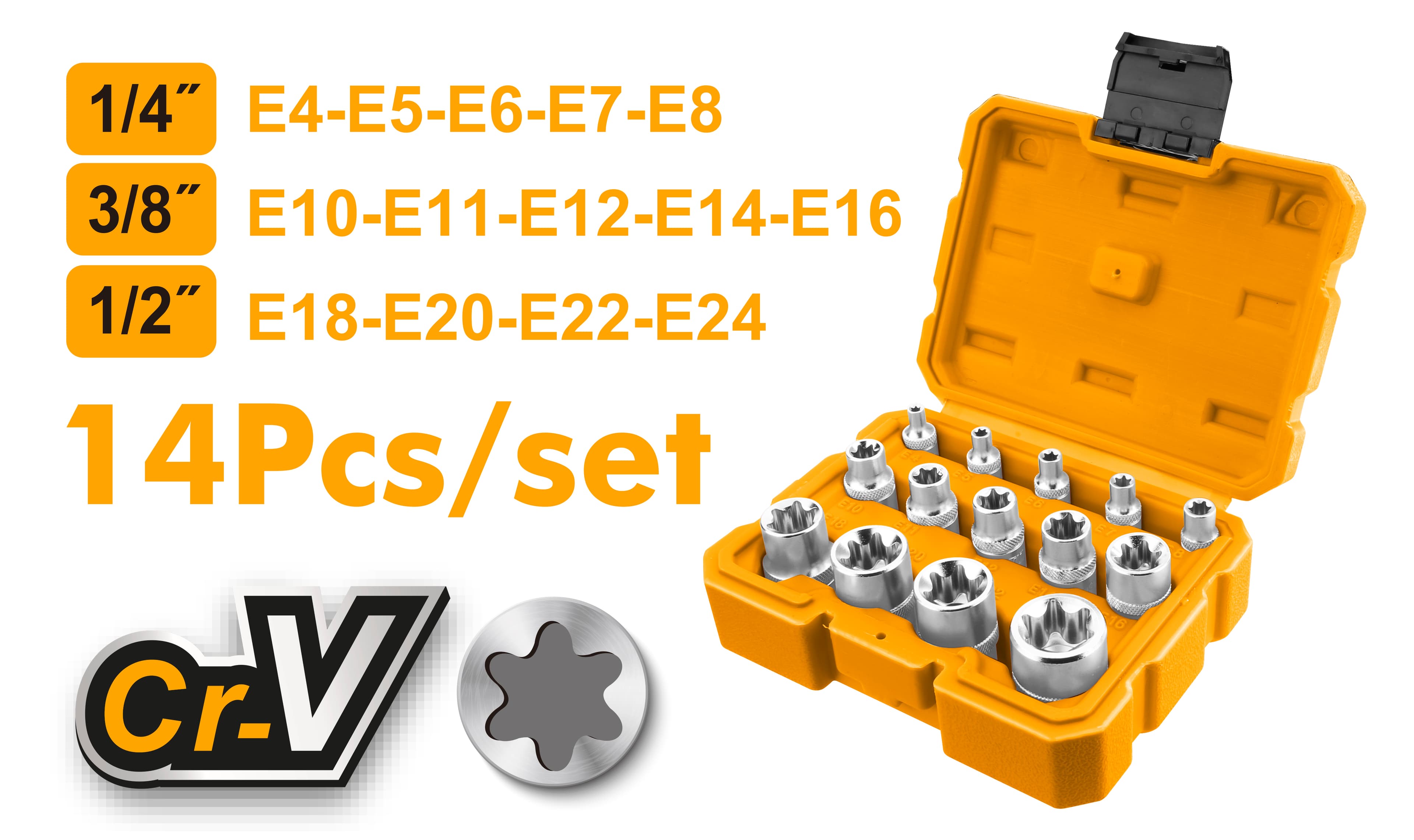 Trusa de Chei Tubulare in Stea 14pcs