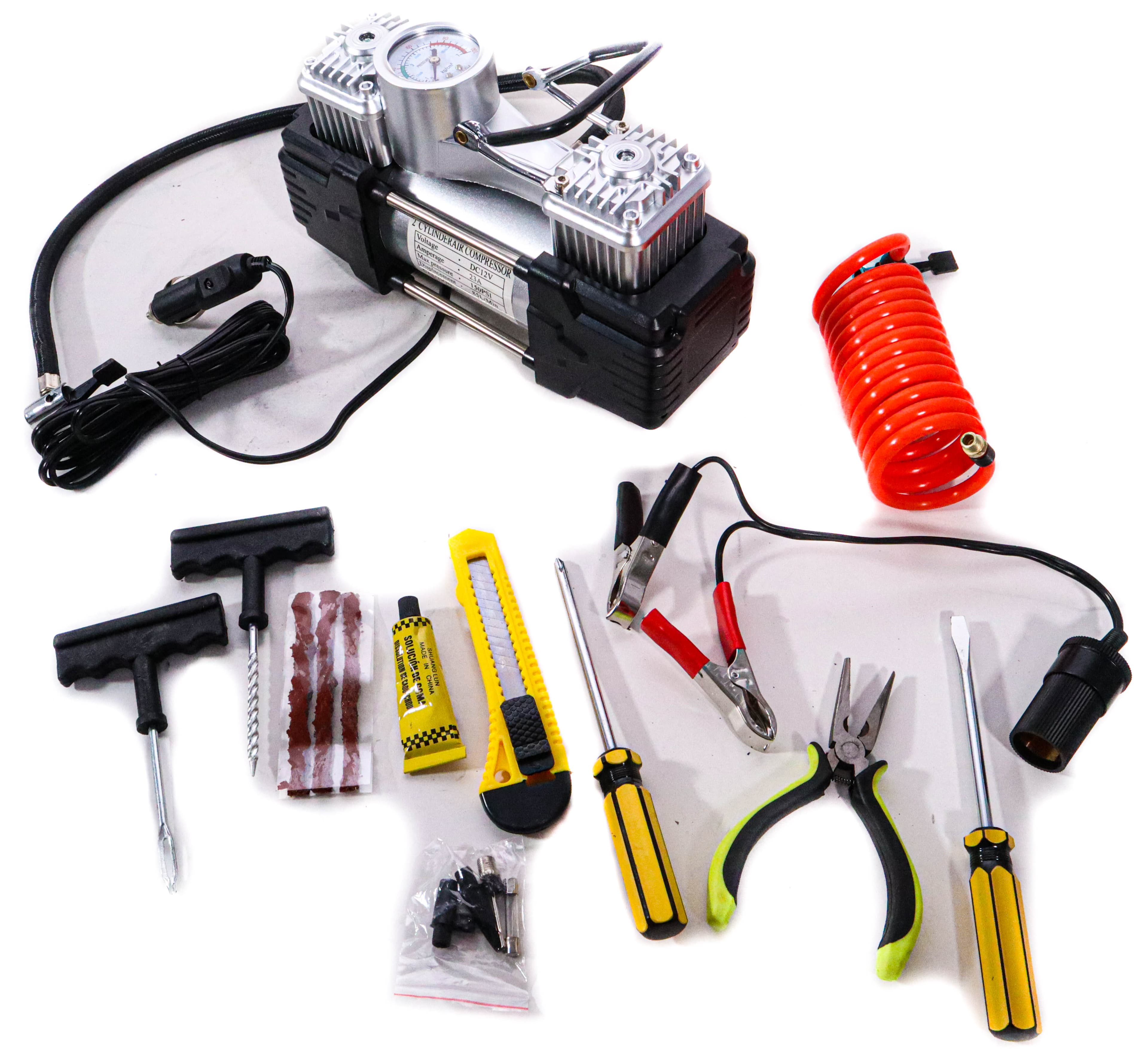 Compresor Auto cu 2 Cilindri + Kit Pana