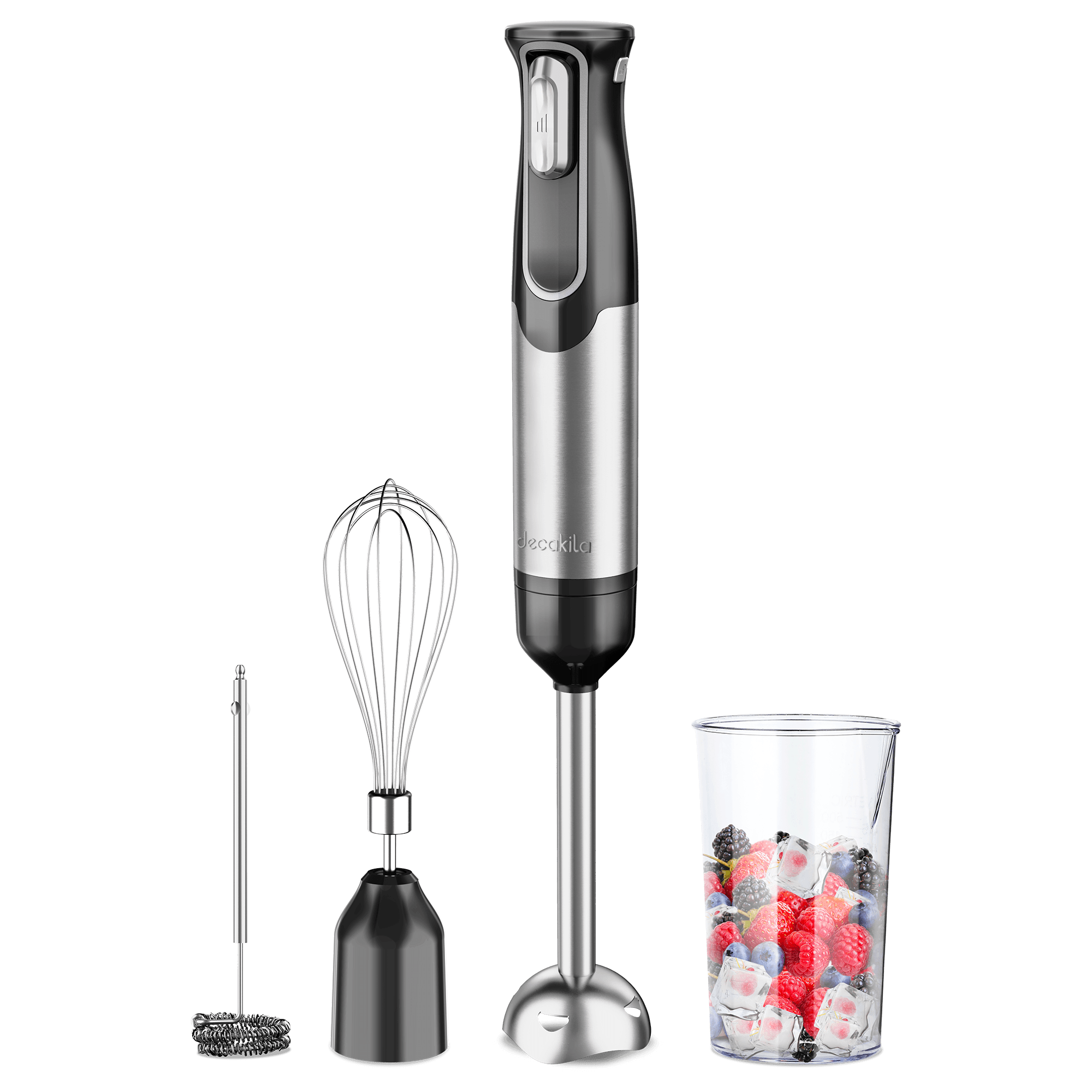 Blender si Mixer cu Baterie 4 in 1 Negru/Rosu Inox