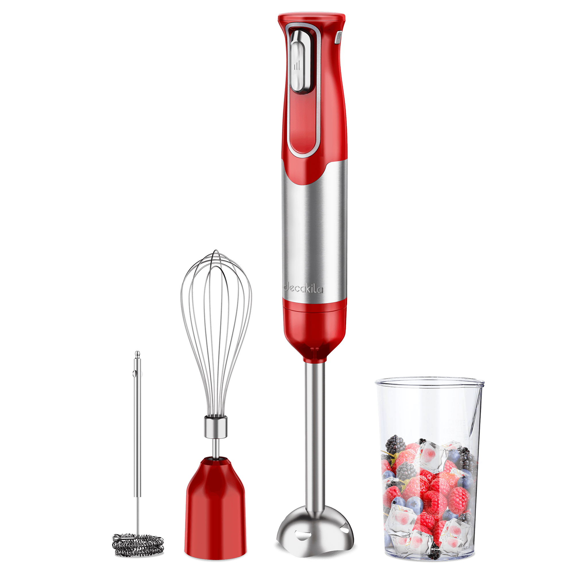 Blender si Mixer cu Baterie 4 in 1 Negru/Rosu Inox image