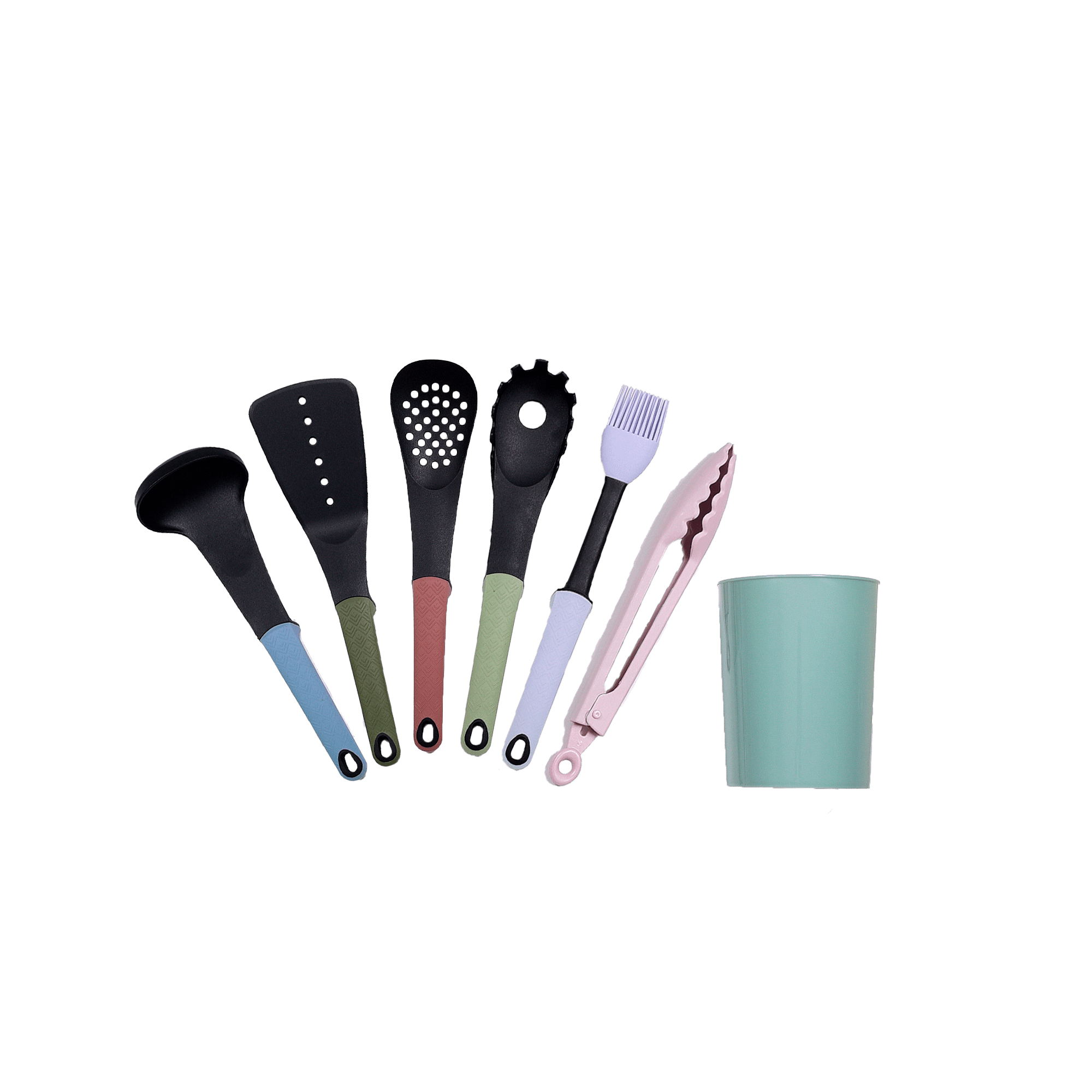 Set de ustensile pentru Bucatarie Color cu Suport 7 buc