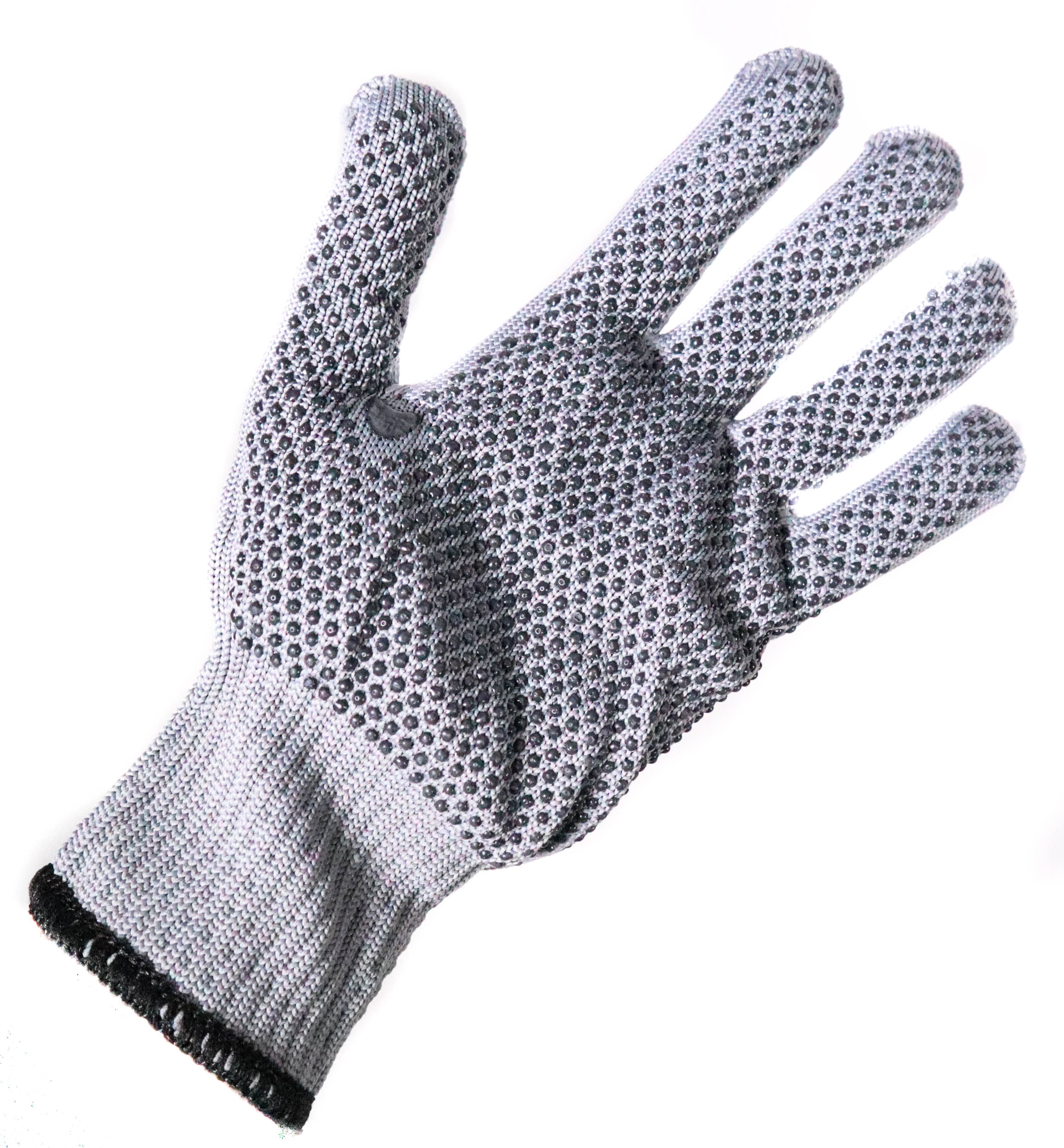 Manusi din Panza Poland Gri/Negru cu Puncte de Cauciuc image