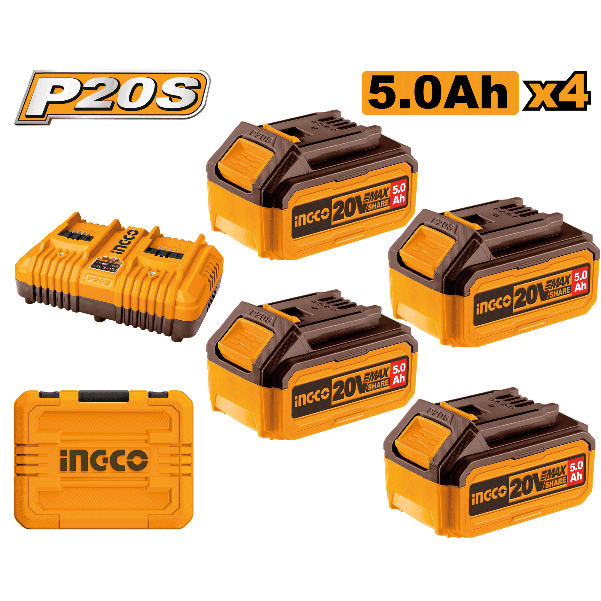 Baterie (Acumulator) 20V 5AH Set 4 buc cu Incarcator Dublu