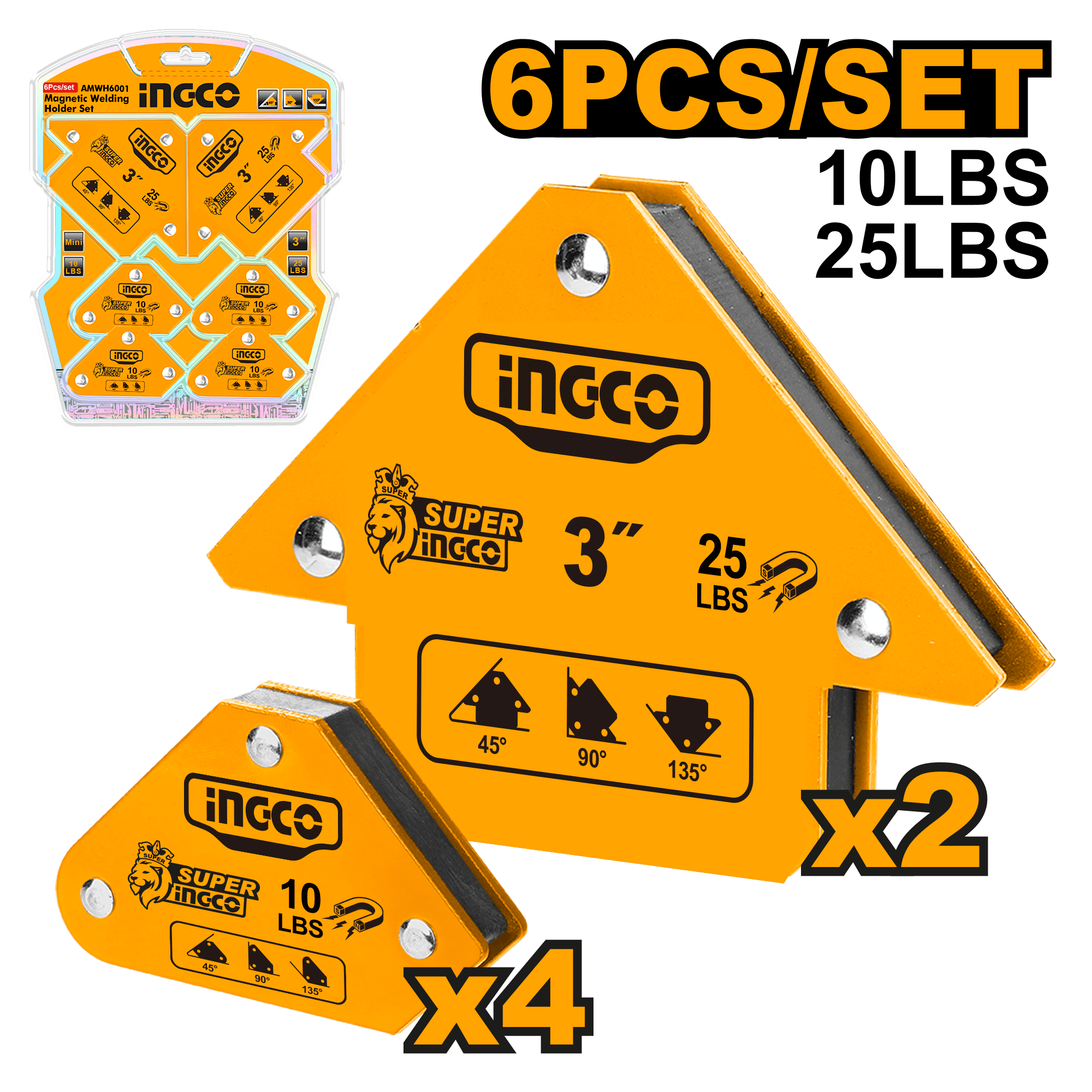 Set Suporti Magnetici pentru Sudura 6pcs 2buc 7.6cm  & 4 buc 5cm