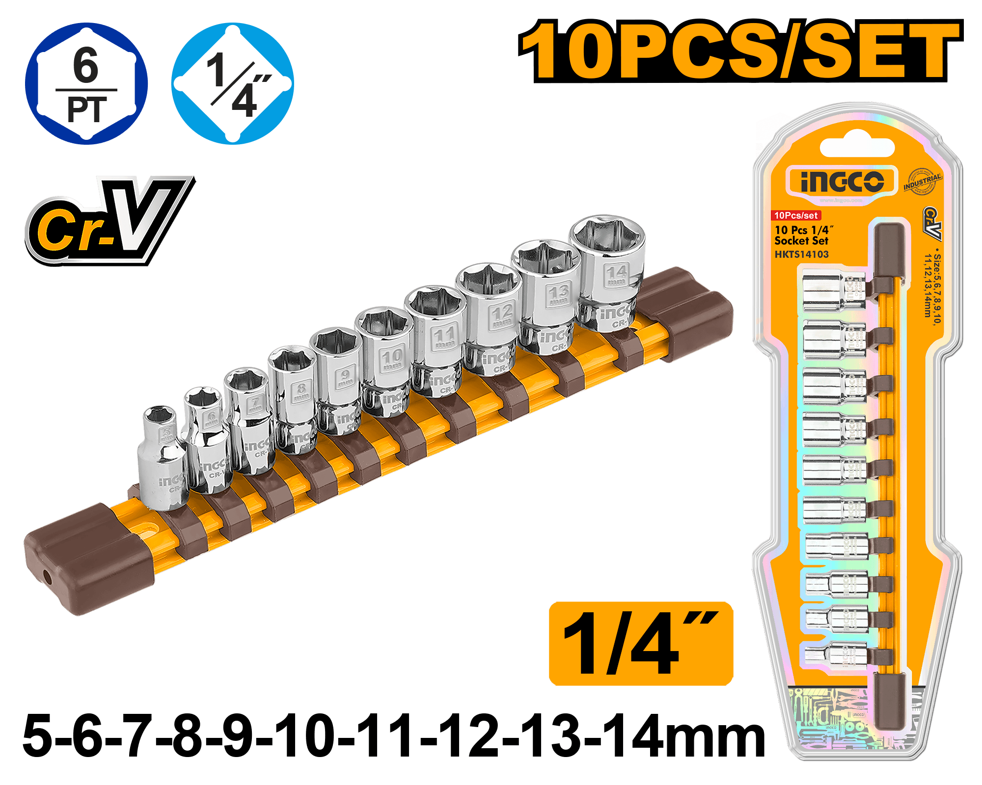 Trusa Chei Tubulare Scurte 1/4 10 Buc