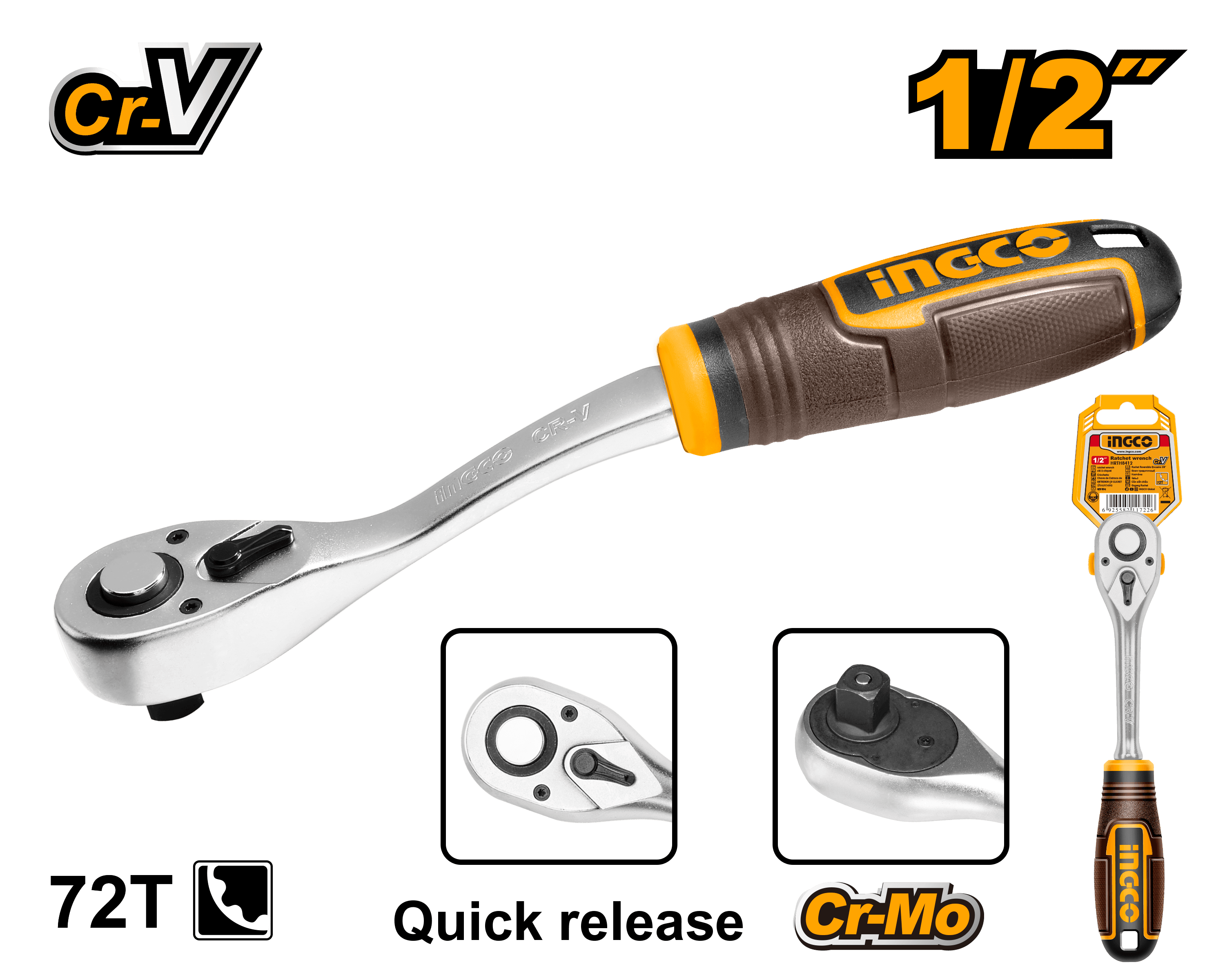 Clichet pentru Tubulare 1/2 Cr-V Profesional 72T