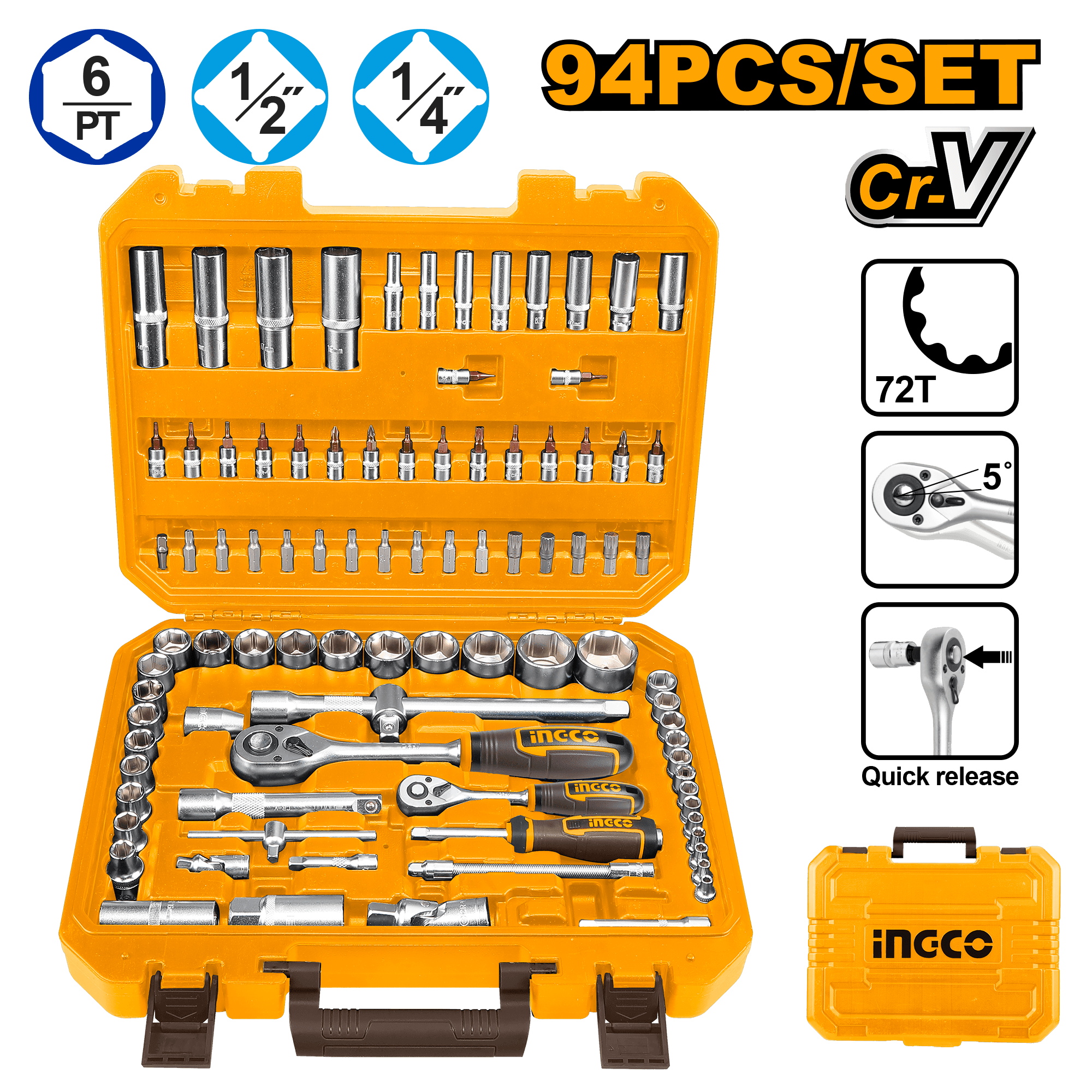Trusa de Chei Tubulare 1/4-1/2" 94pcs