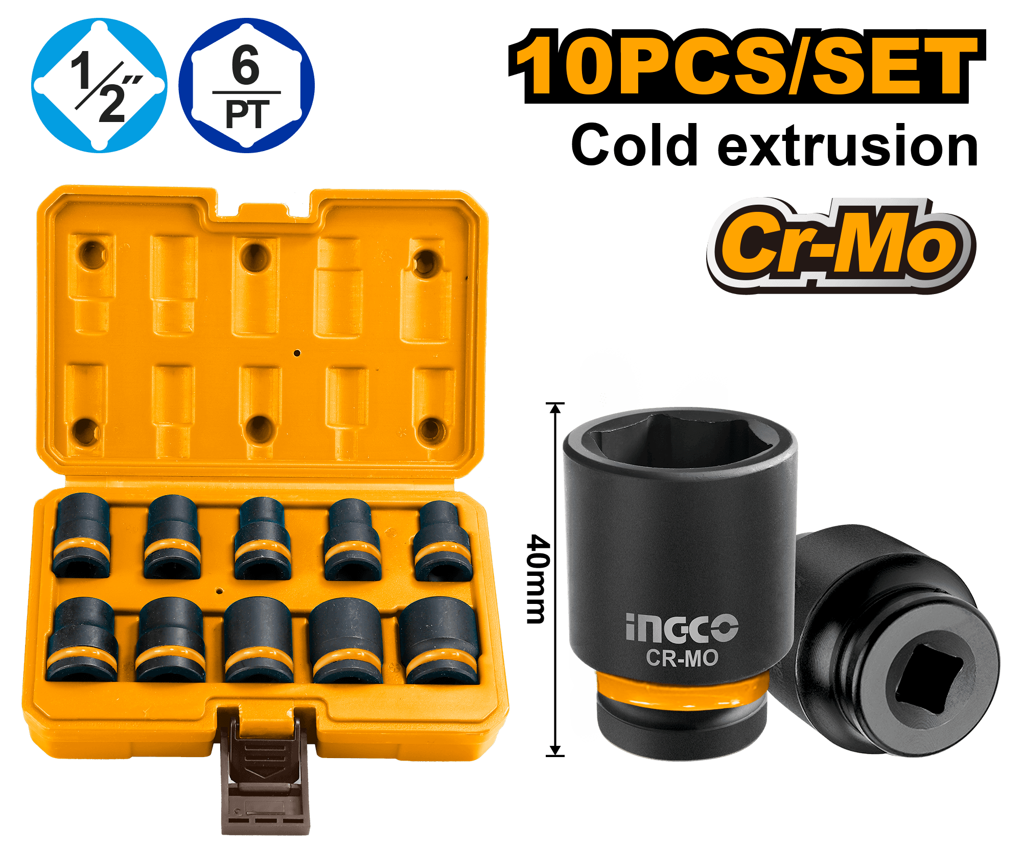 Trusa de Tubulare Scurte pentru IMPACT 1/2" 10pcs