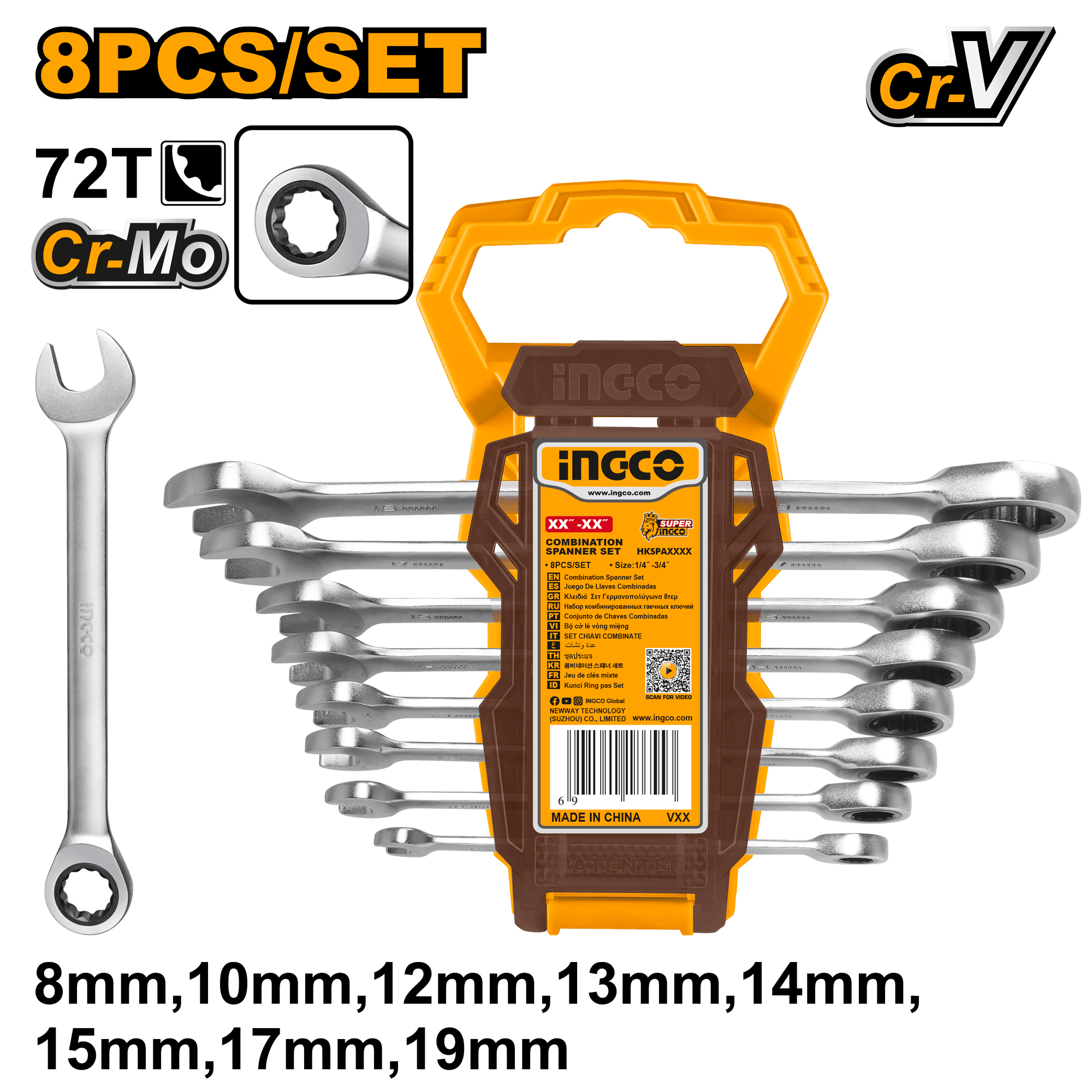 Trusa de Chei Combinate cu Clichet 8-19mm