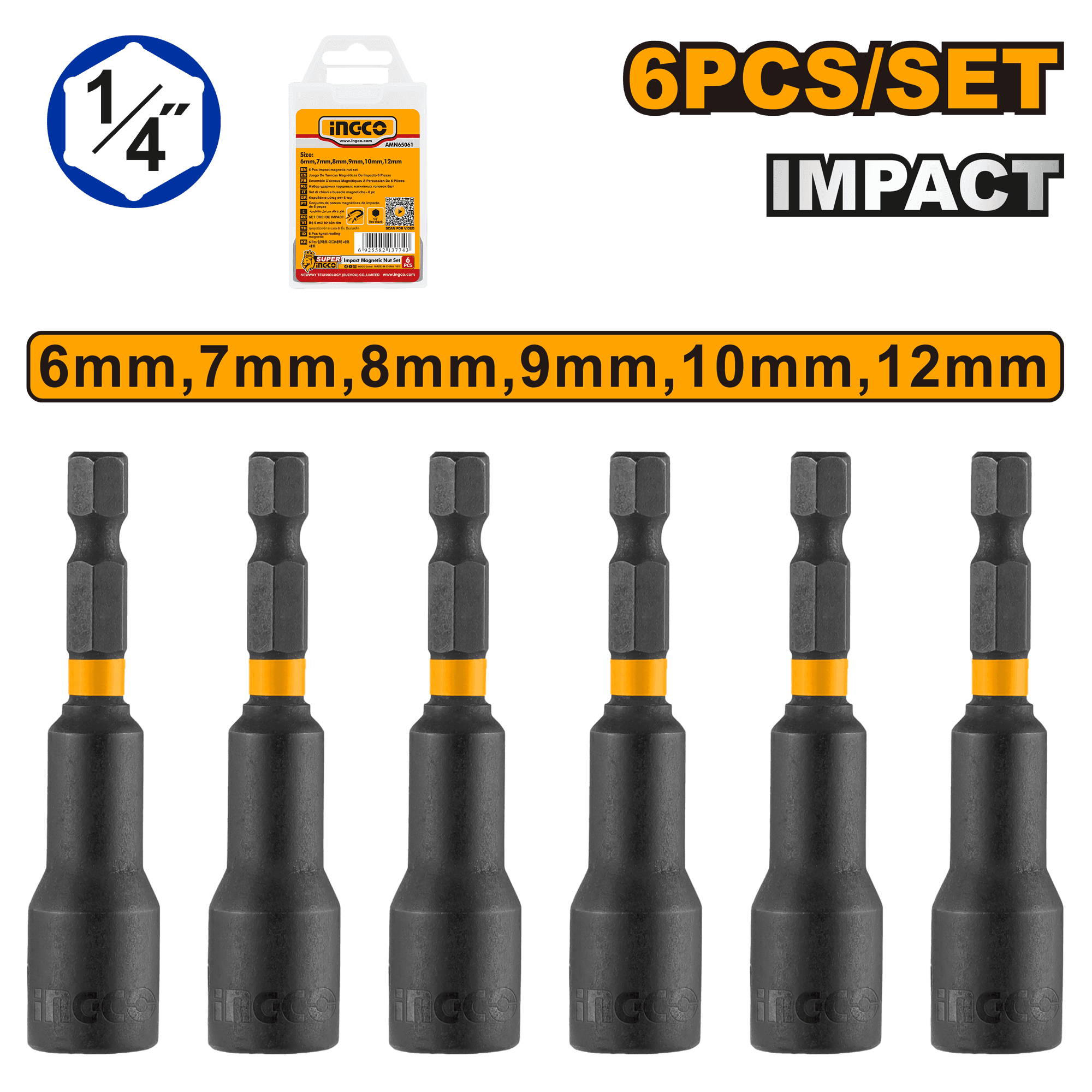 Set Chei Magnetice pentru Tubulara 1/4 6pcs 6-12mm