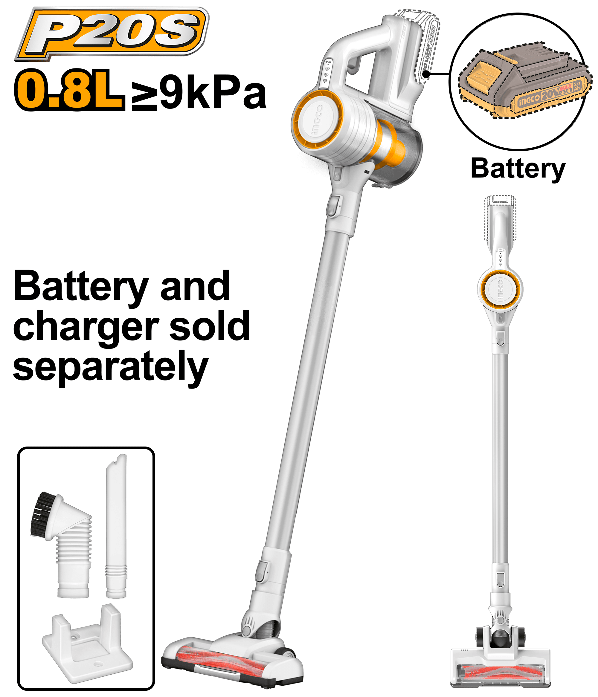 Aspirator Vertical 20V Fara Baterie
