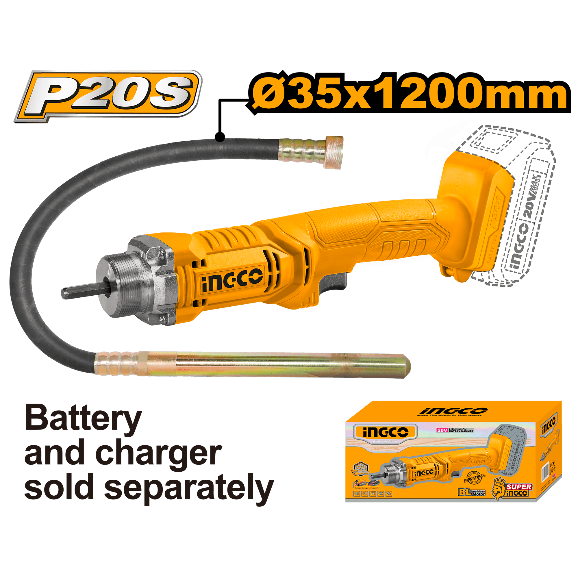 Vibrator Beton 20V Fara Baterie