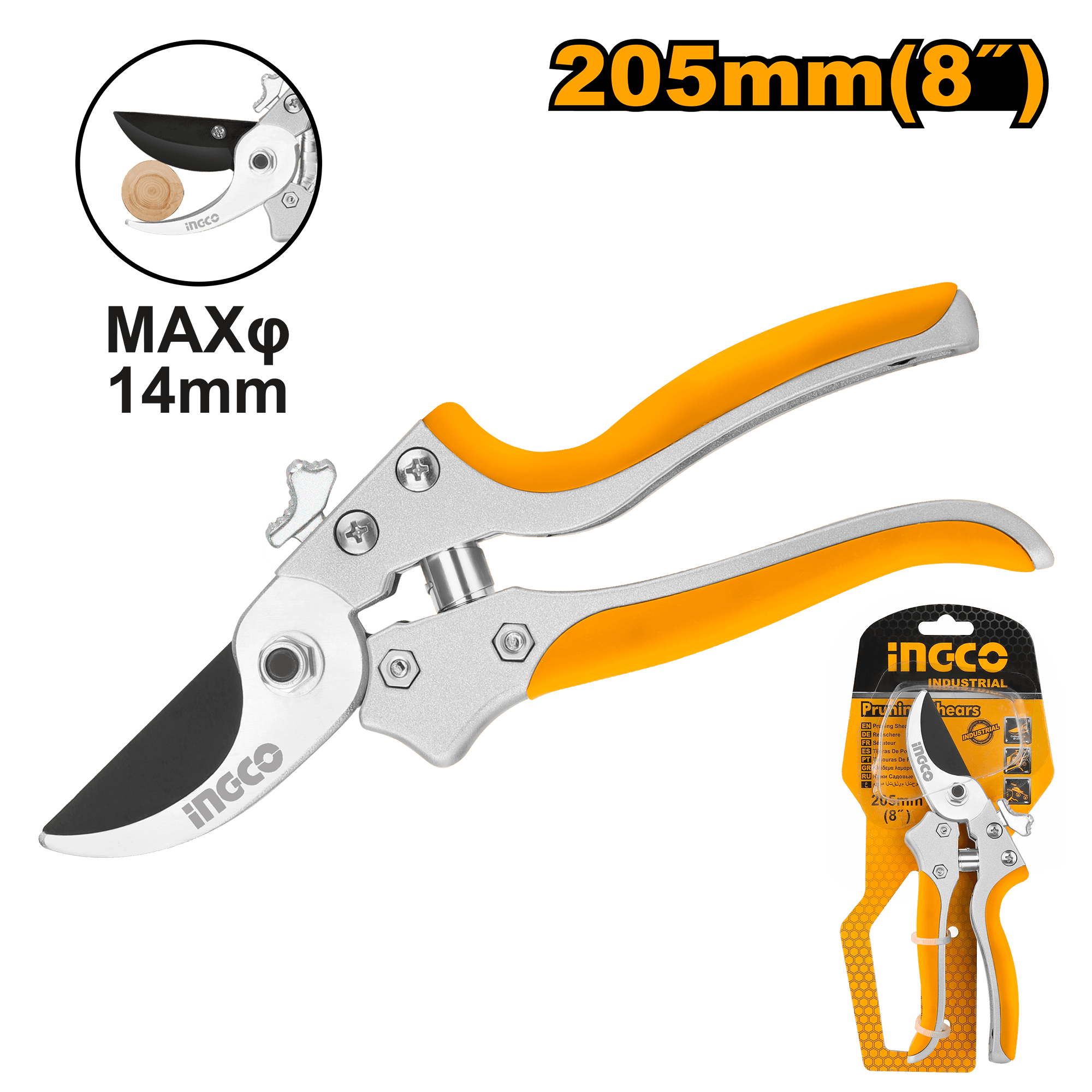 Foarfeca pentru Vie 8" 205mm cu Maner din Aluminiu si Cauciuc