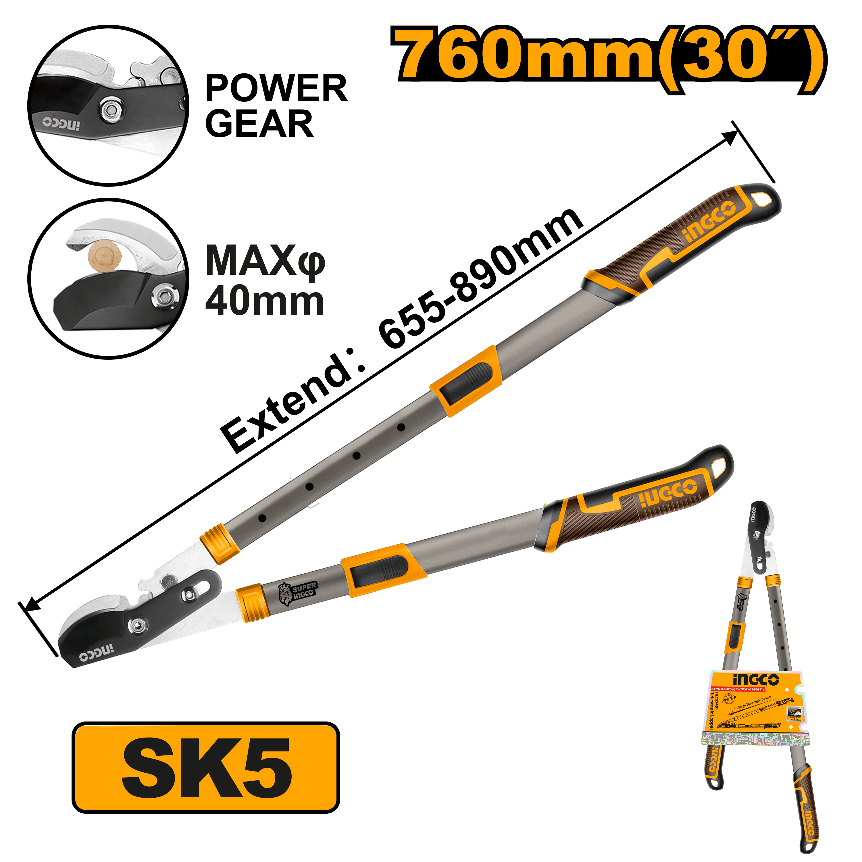 Foarfeca pentru Pomi cu Maner Telescopic 655-890mm