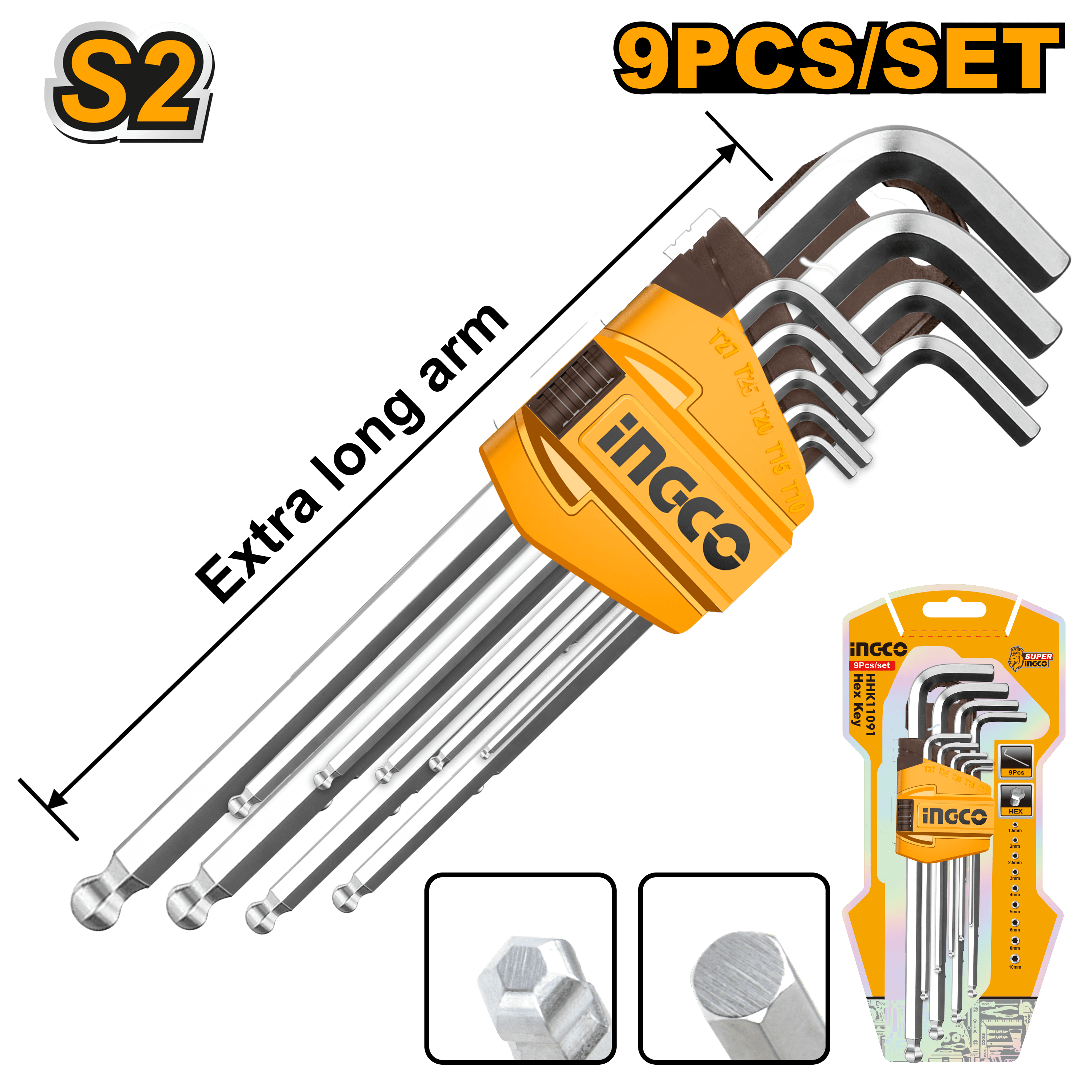 Set Imbus 1.5-10mm Extra Lung cu Bila 9buc