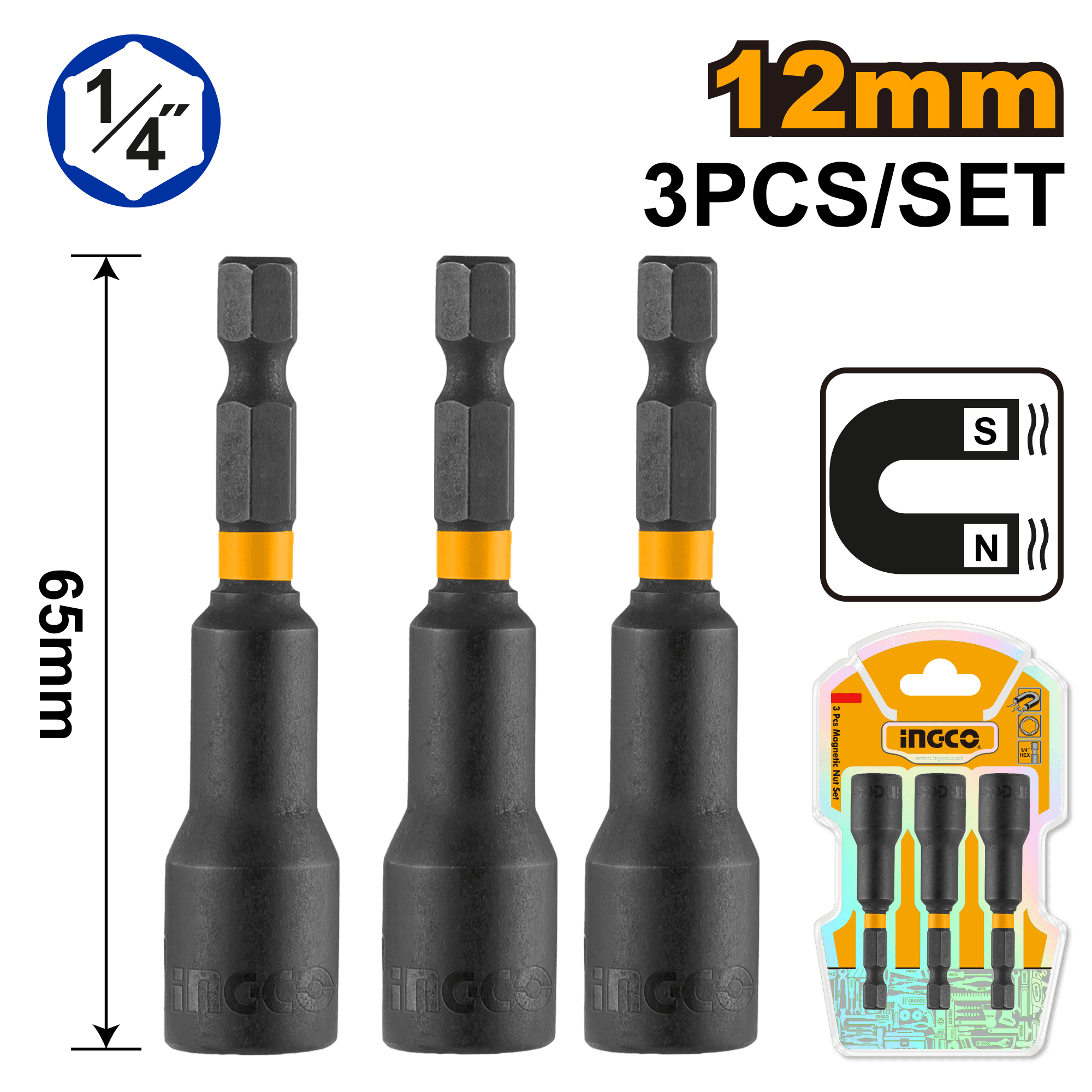 Cheie Magnetica Impact 1/4 12mm Set 3 nuc
