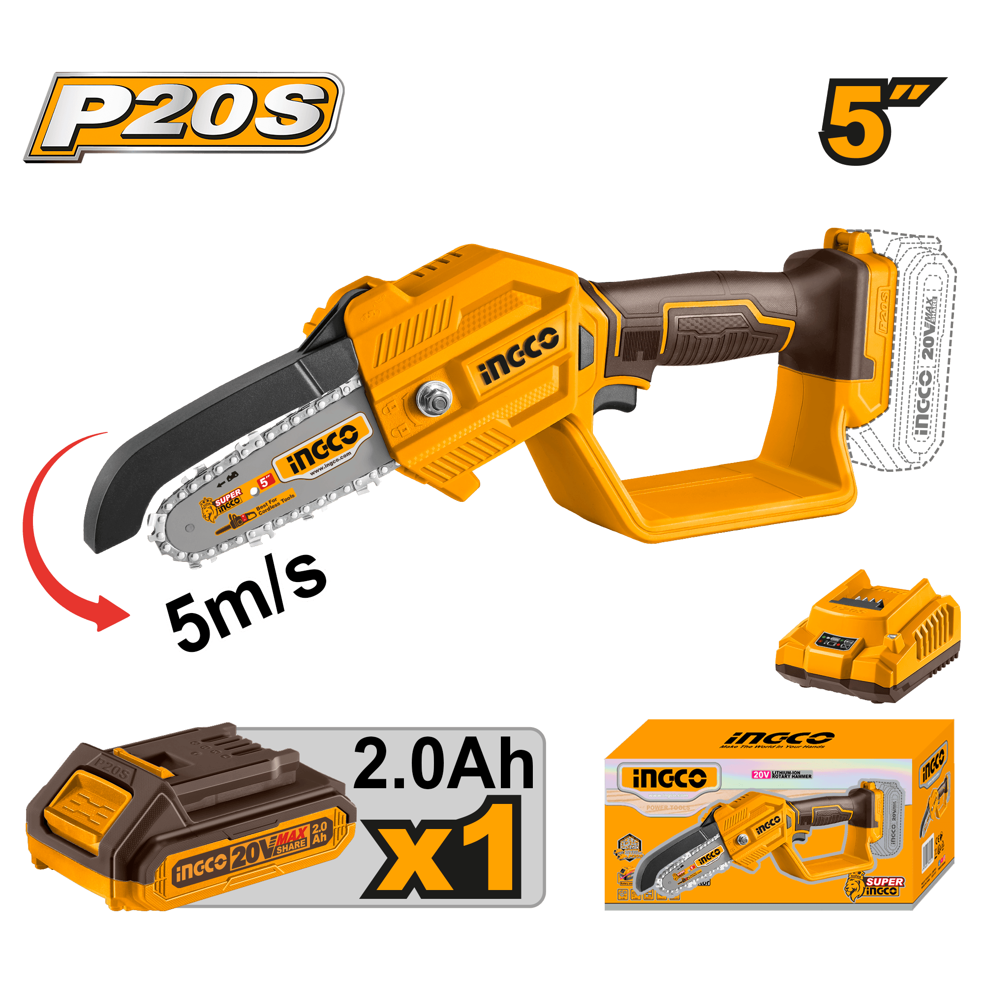 Fierastrau de Mana 20V 13cm (5") cu Acumulator 2.0Ah