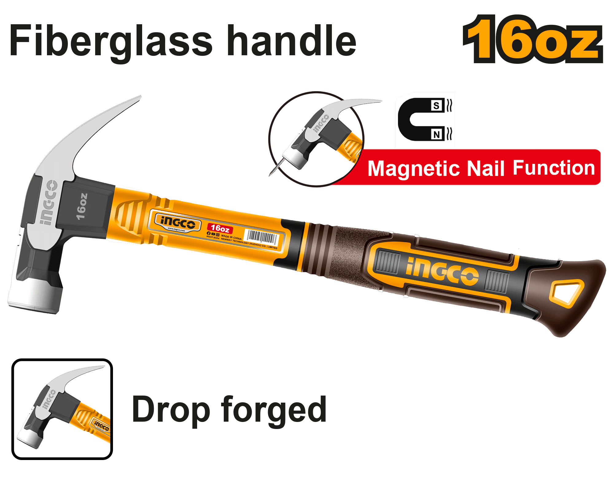 Ciocan cu 2 Colti Maner din Fibra 450Gr