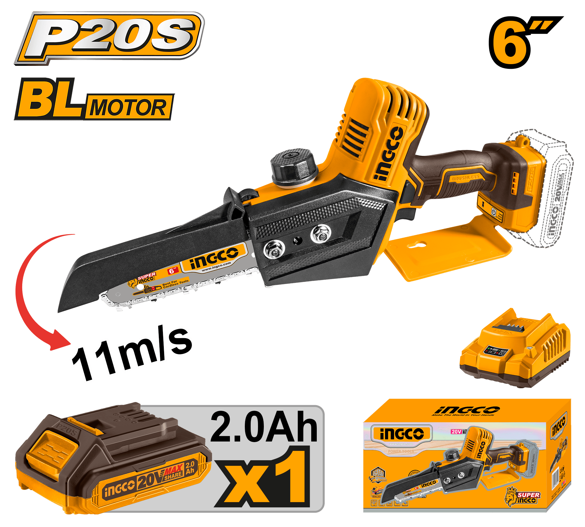 Fierastrau de Mana Electric 20V 15cm (6") cu 1 Acumulator