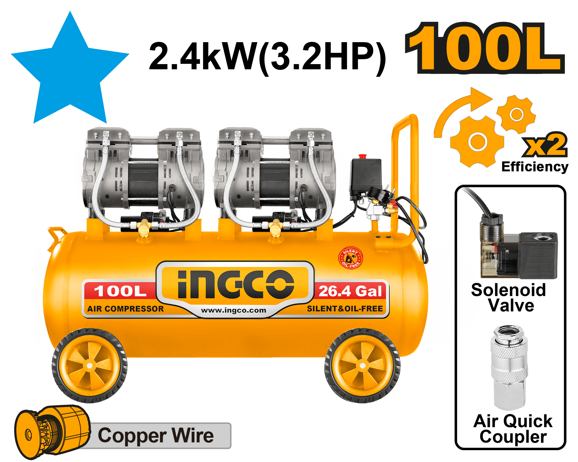 Compresor 100L 2.4Kw Fara Ulei