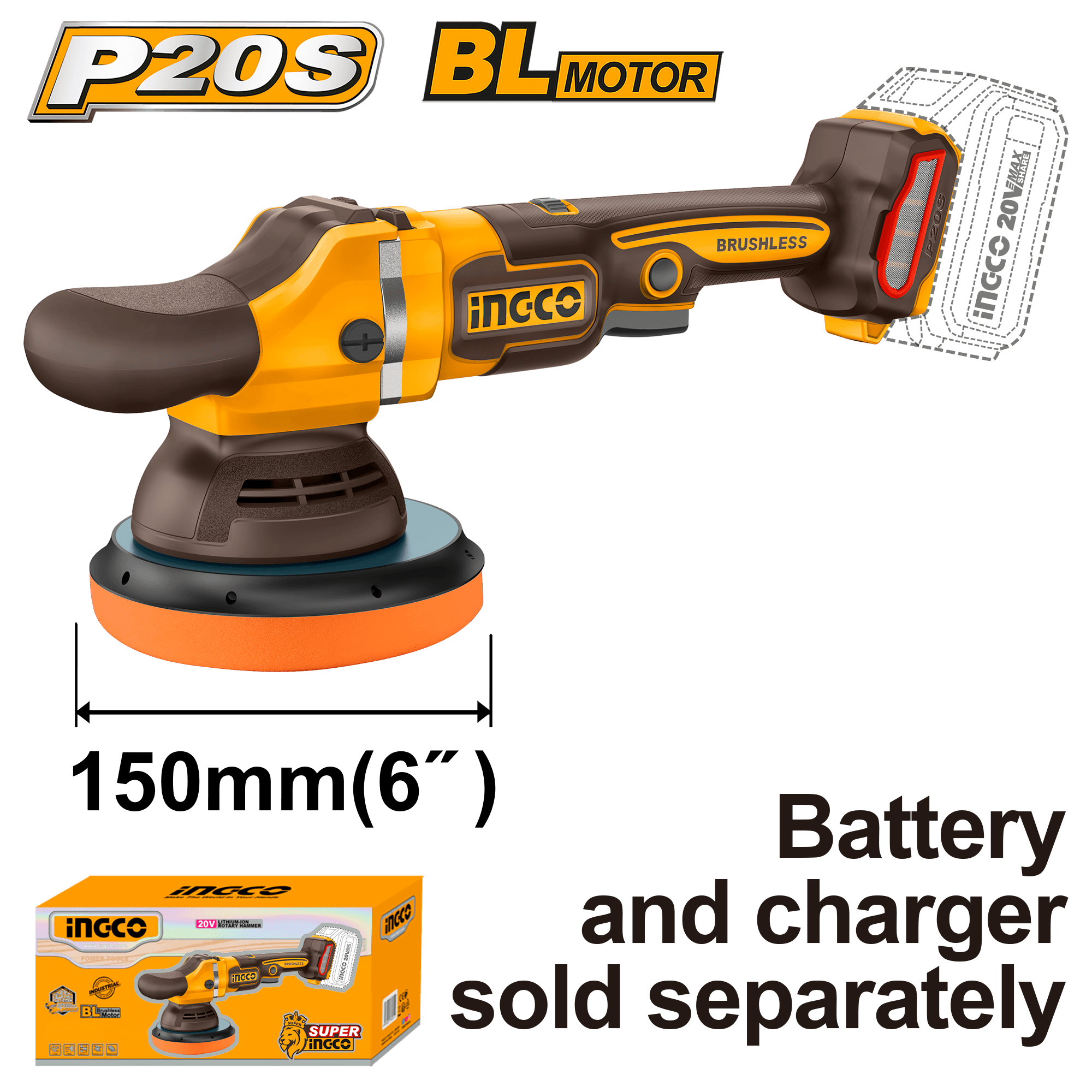 Flex Unghiular 20V Motor BL 150mm POLISH