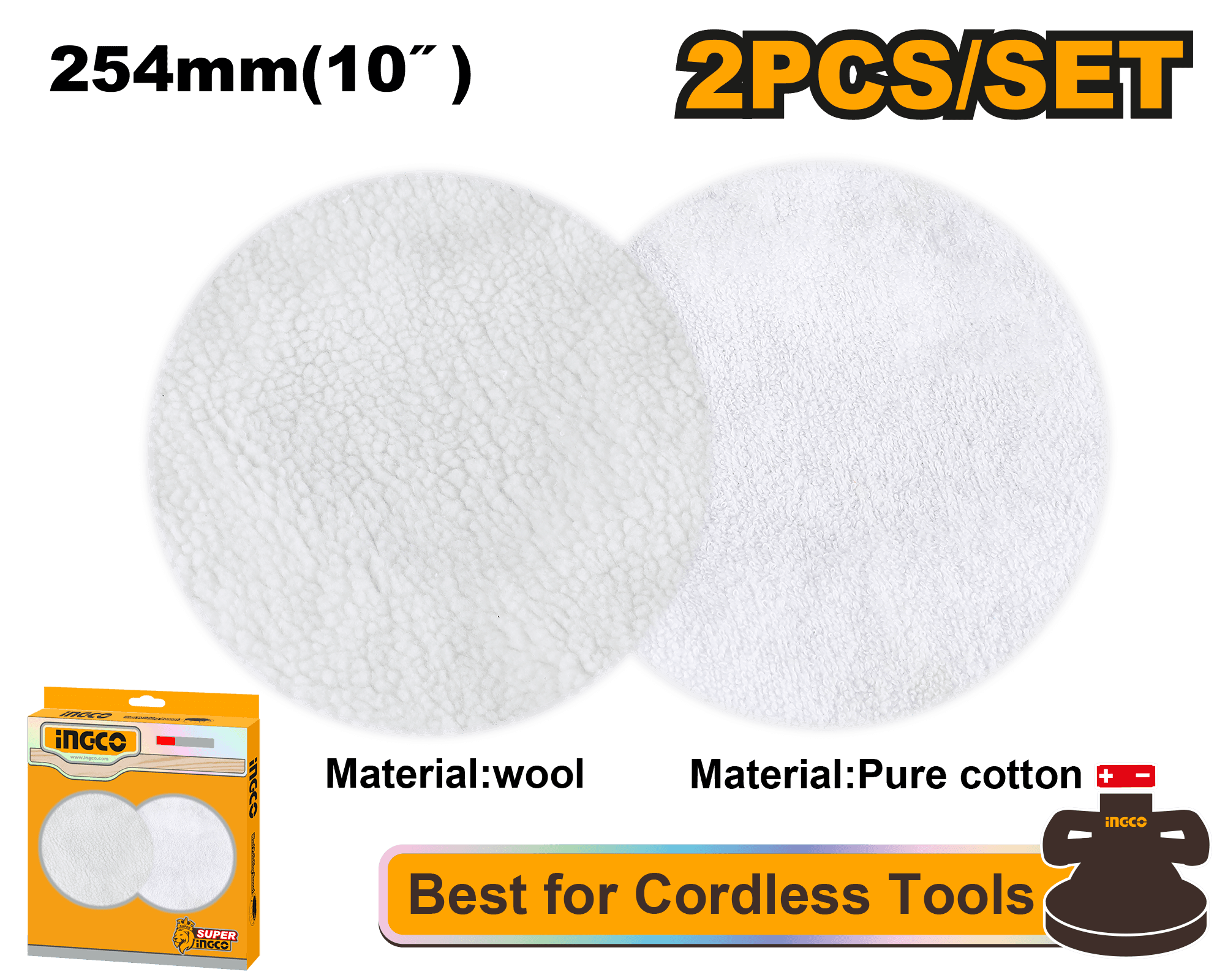 Disc pentru Polish 254mm - Set 2buc Lana si Bumbac