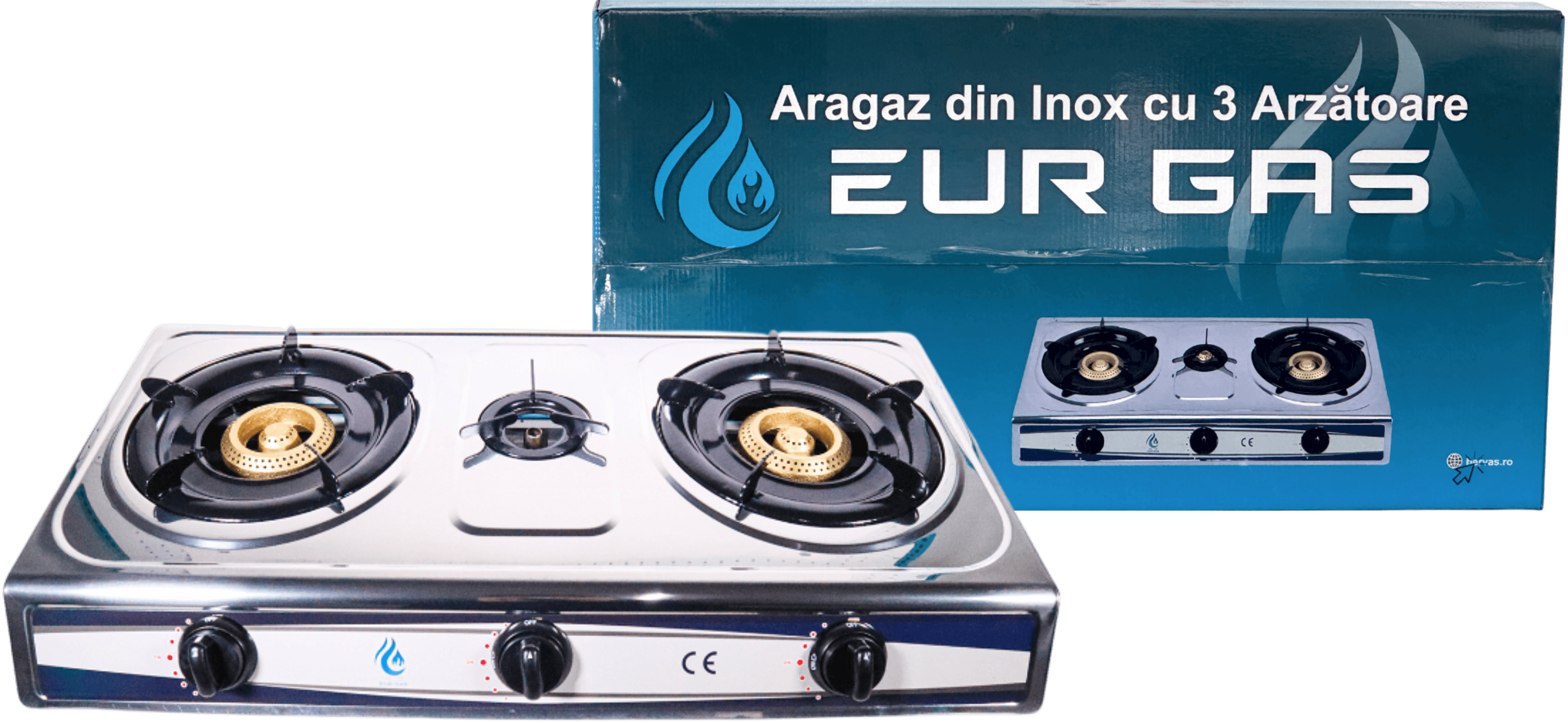Aragaz de Exterior EurGas din Inox 3 Arzătoare