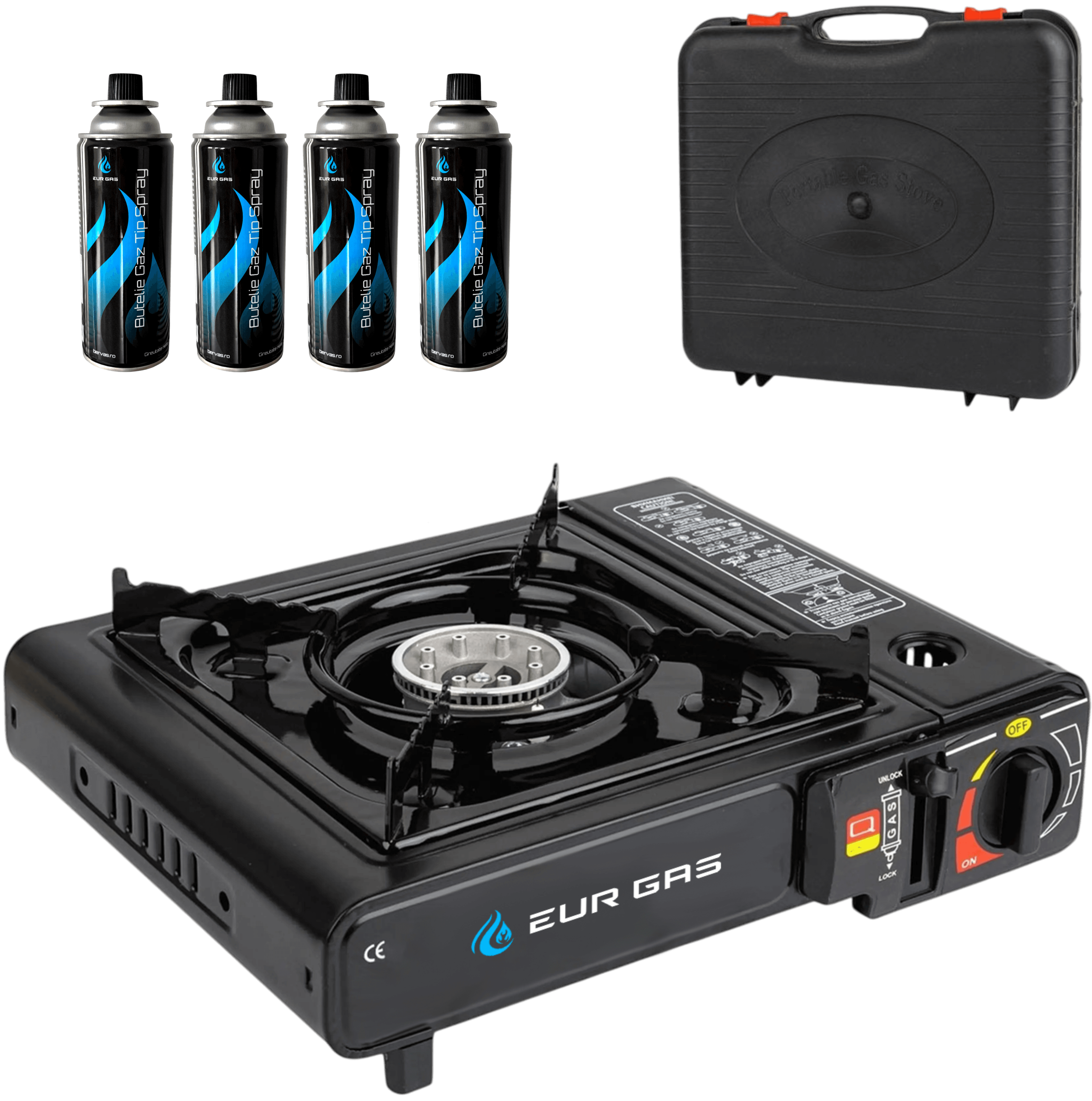 Aragaz Camping Portabil cu Rezerva de Gaz 227gr