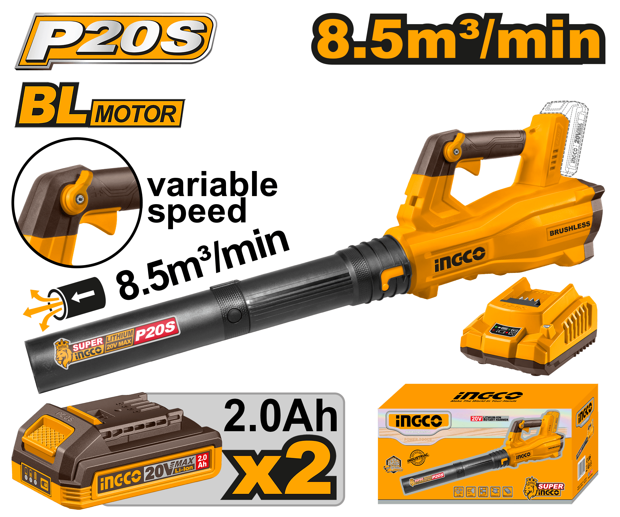 Suflanta Frunze 20V Turatie Reglabila 2 Acumulatori