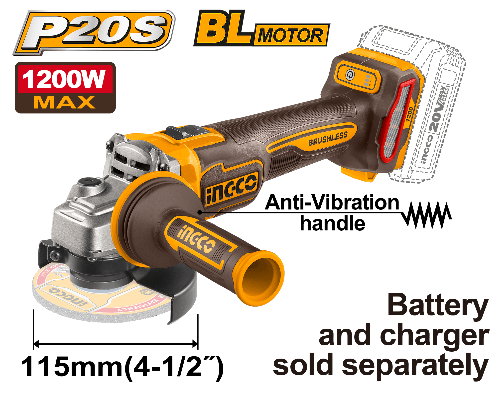 Flex Unghiular 20V 115mm 1200W