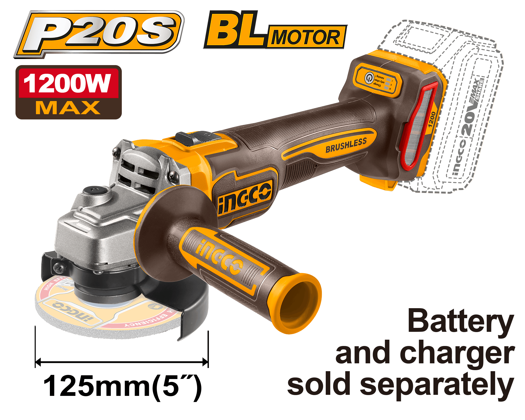 Flex Unghiular 20V 125mm 1200W