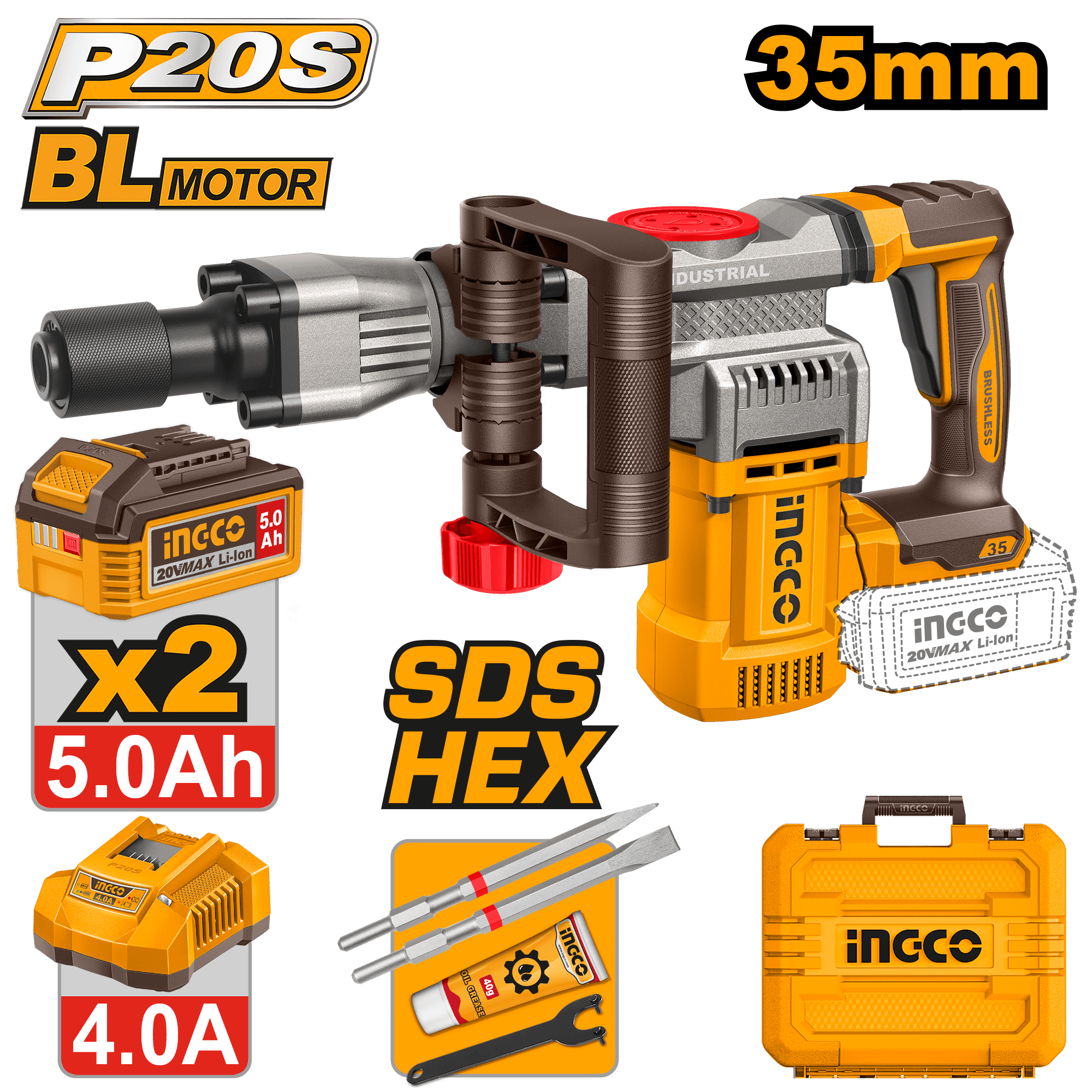 Picamer 20V SDS-HEX 35mm cu 2 Acumulatori 5Ah