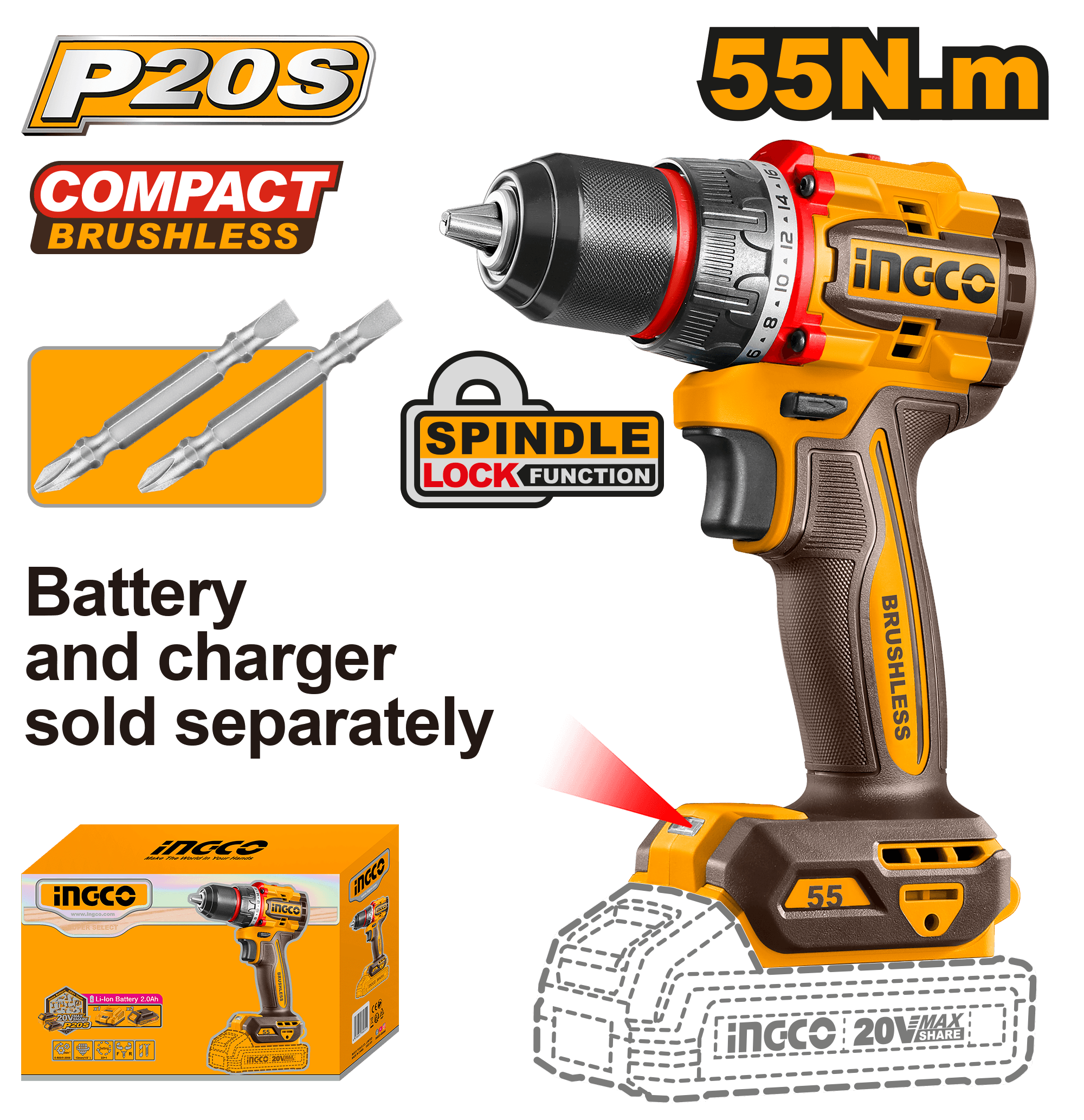 Bormasina 20V 55Nm Fara Baterie