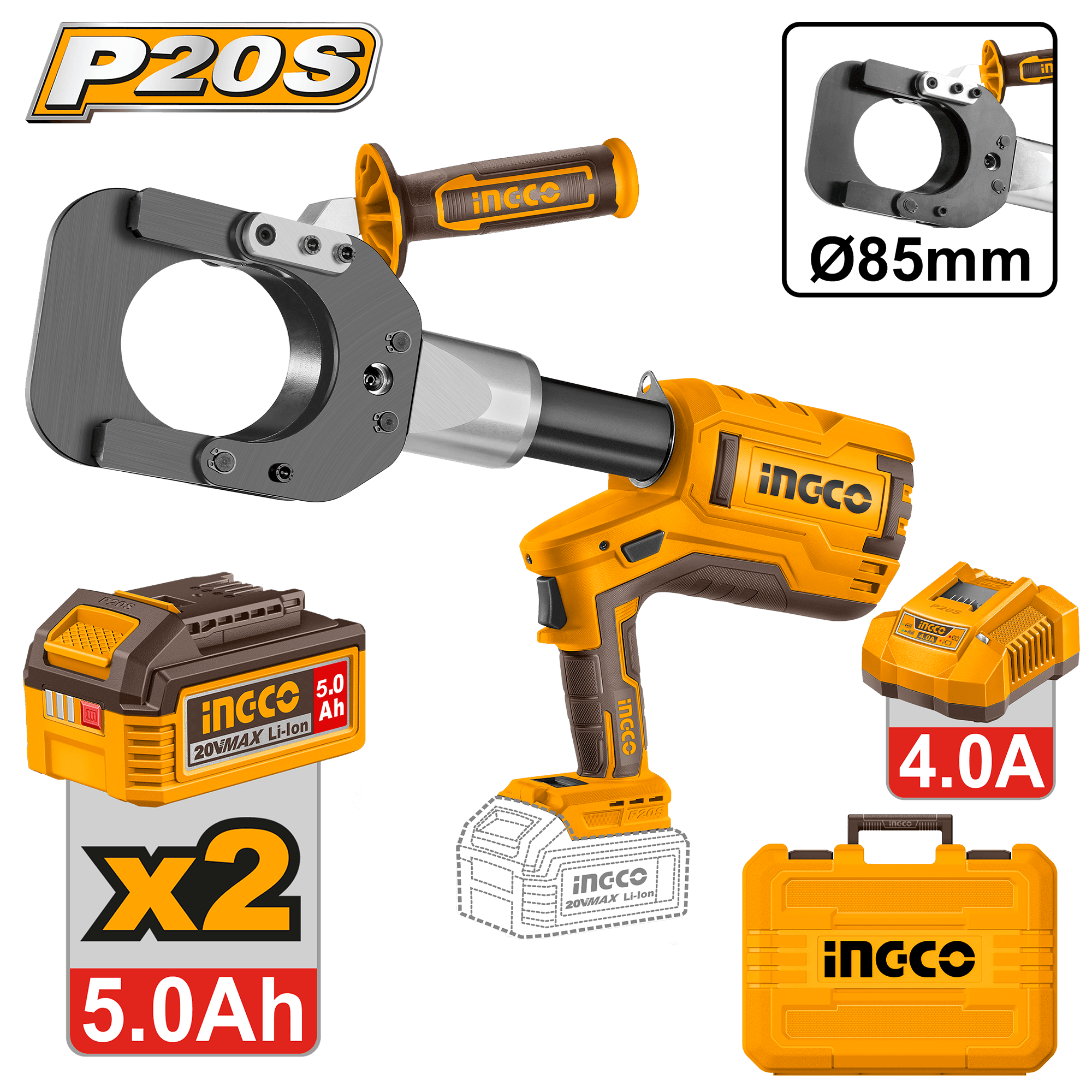 Presa pentru Taiere Cablu 85mm cu 2 Acumulatori