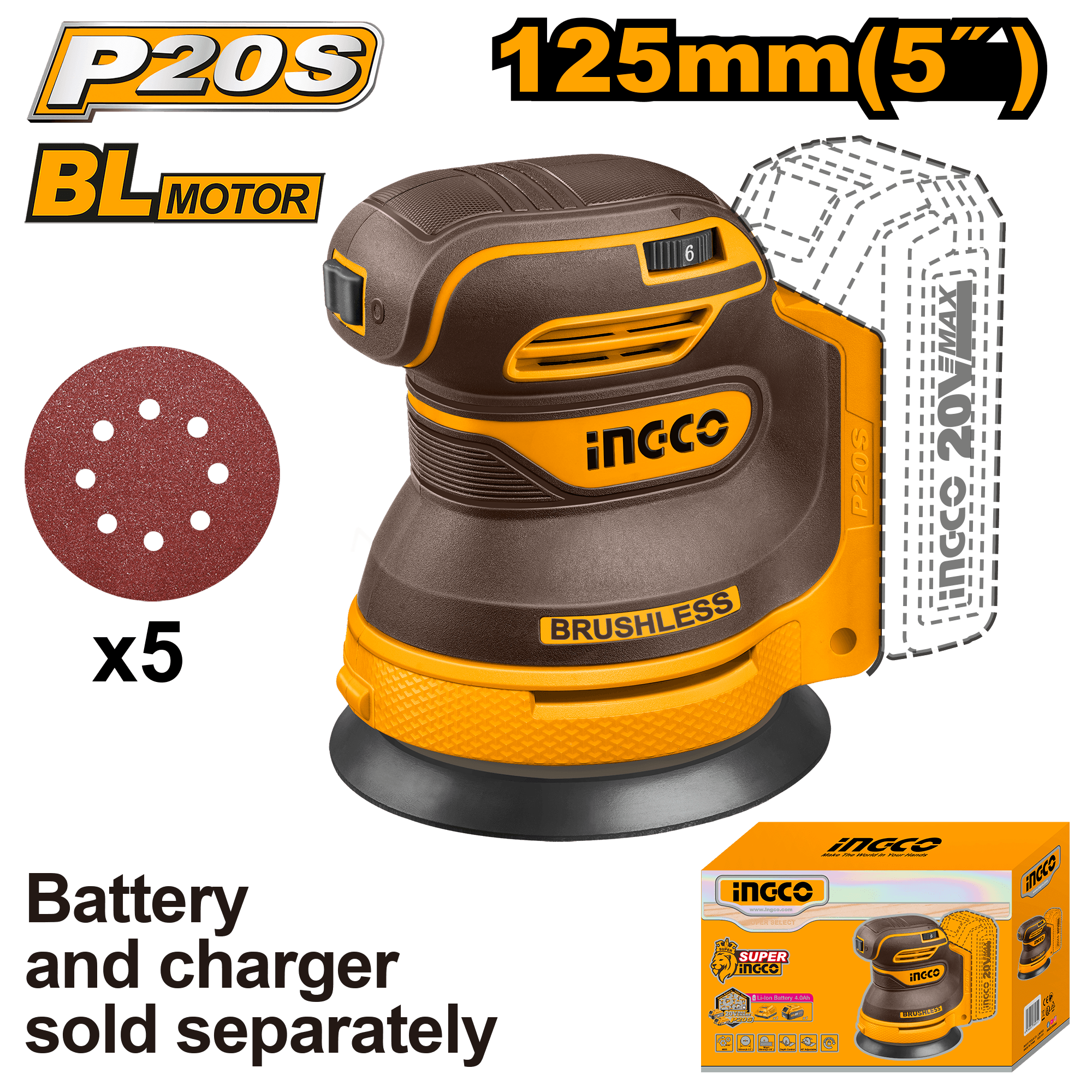 Slefuitor 20V 125mm Industrial