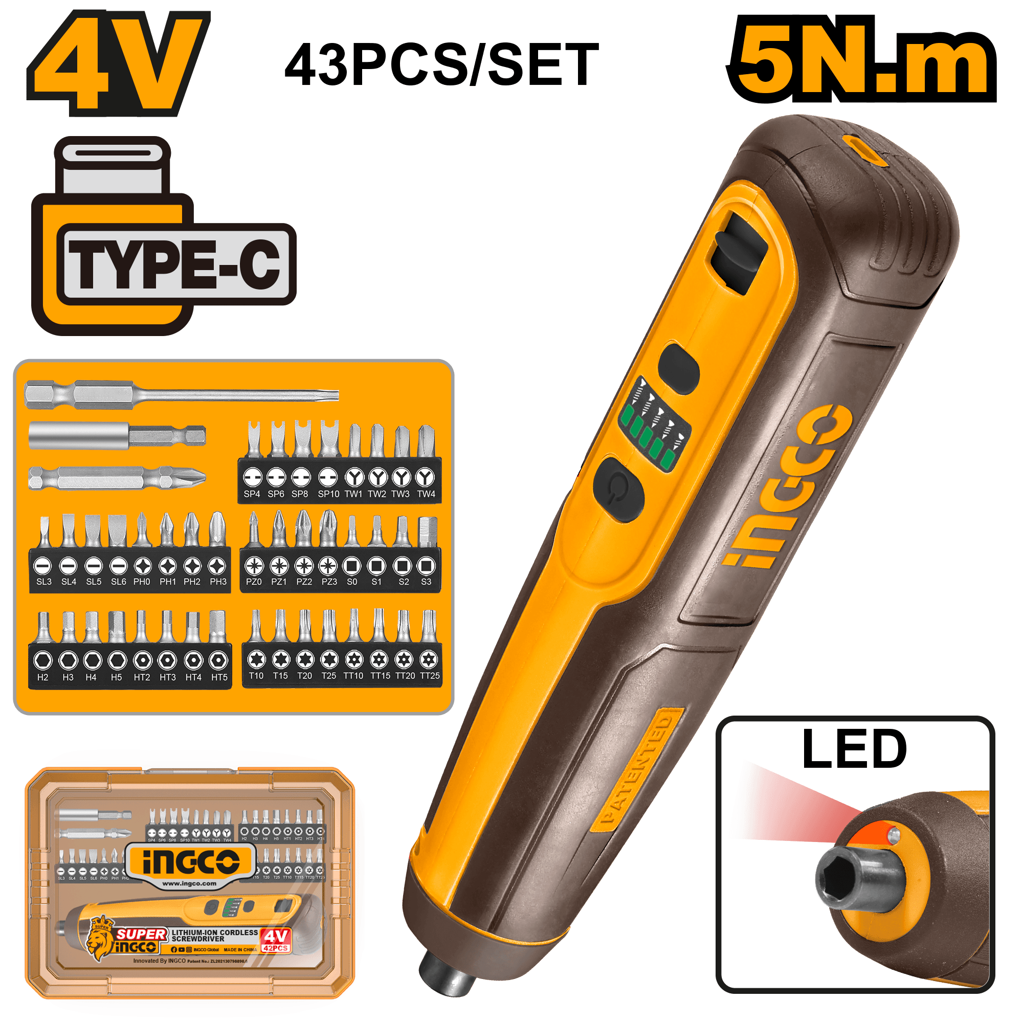 Surubelnita Electrica 4V 5Nm Set 43 Piese