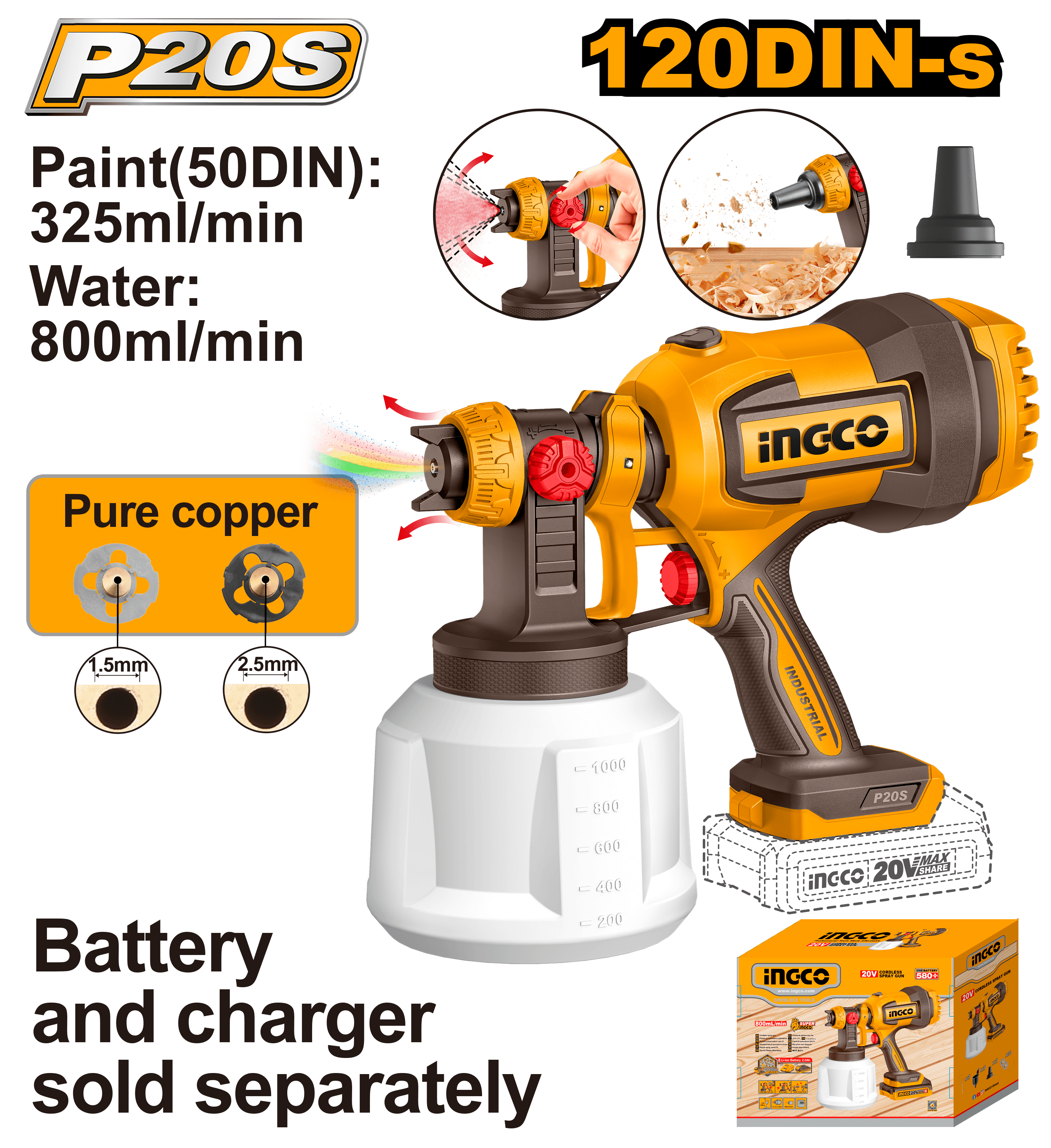 Pistol Vopsit 20V cu Functie de Suflare