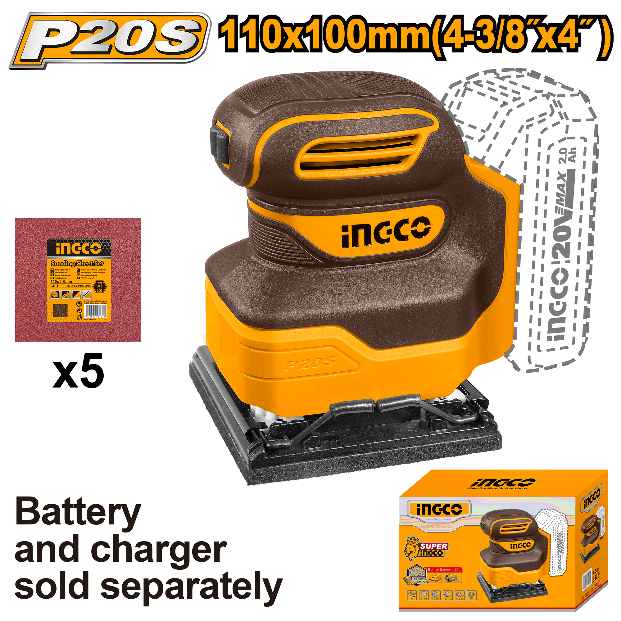 Slefuitor 20V 110x100mm