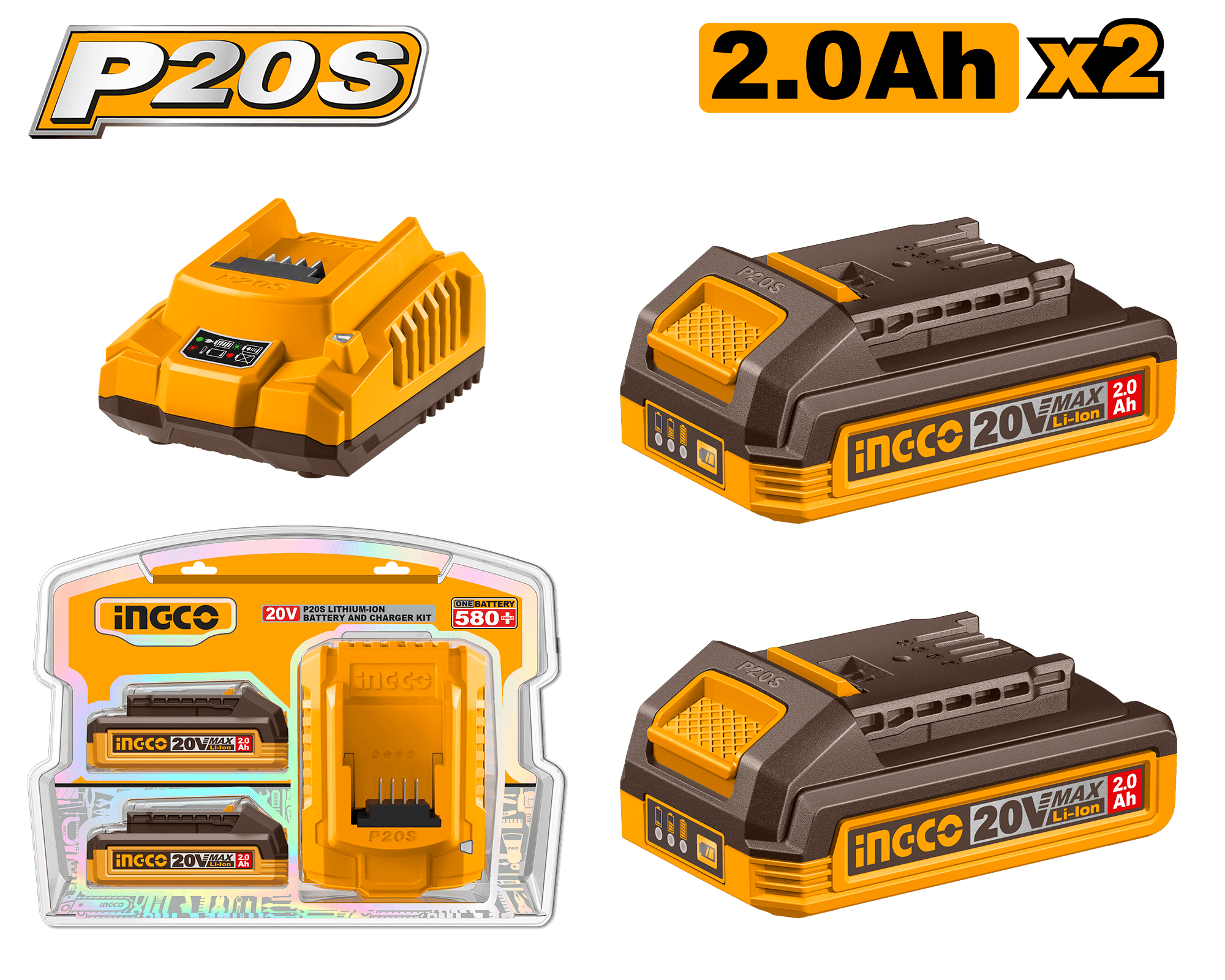 Baterie (Acumulator) 20V 2Ah Set 2 buc cu Incarcator (nou)