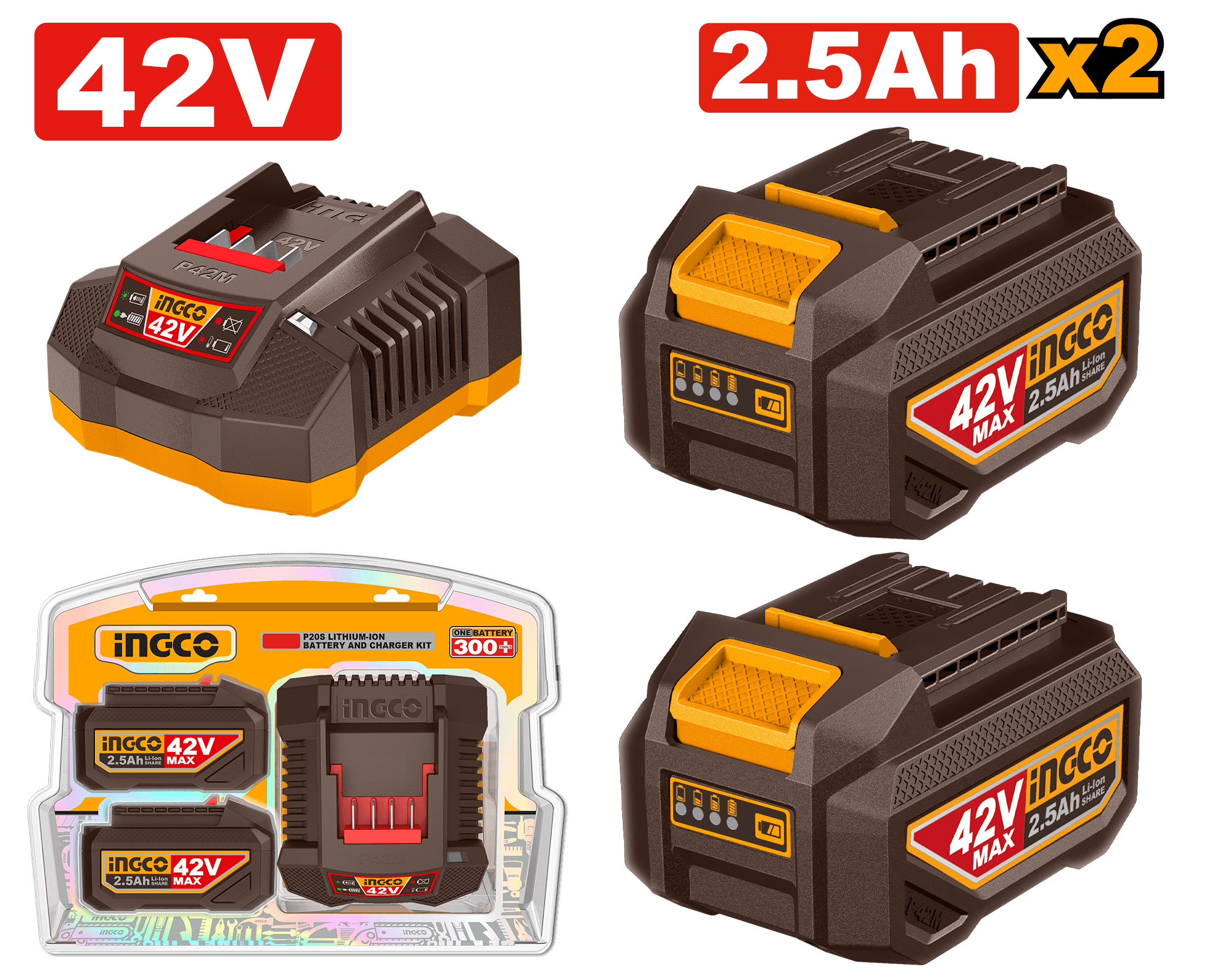 Baterie (Acumulator) 42V 2.5Ah Set 2Buc cu Incarcator