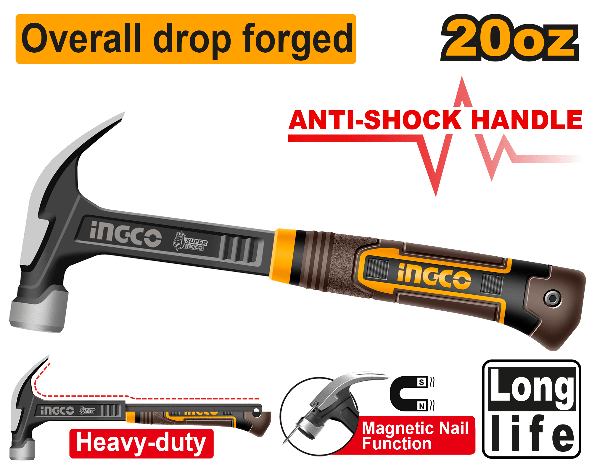 Ciocan cu 2 Colti 560g Maner Antisoc