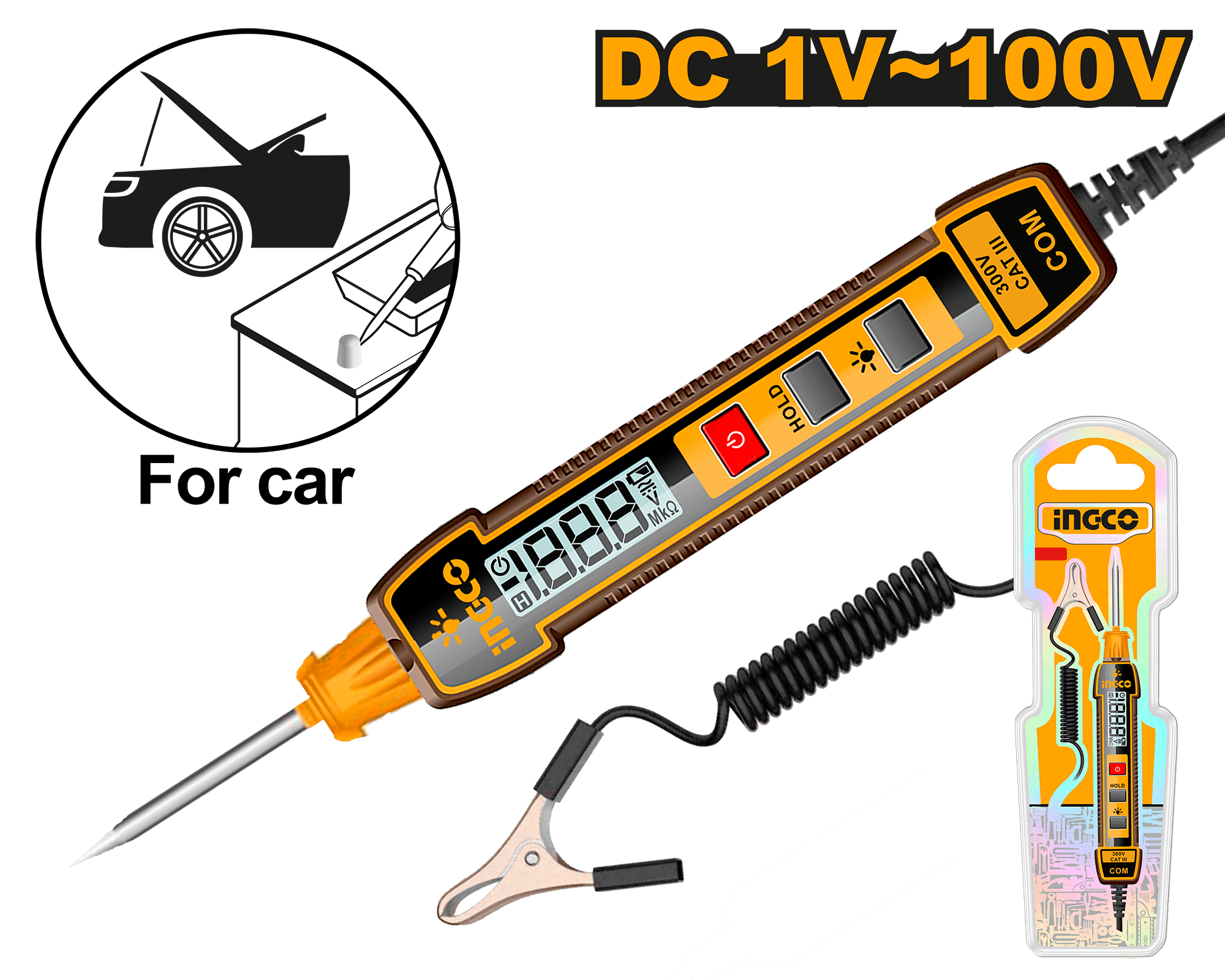 Tester Digital de Tensiune pentru Auto 1-100V