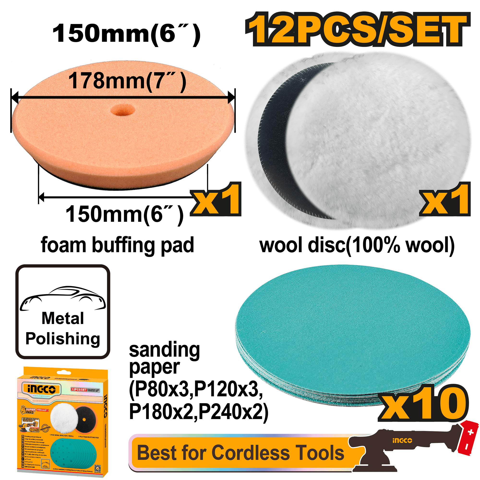 Disc Polish 150mm Set 12buc