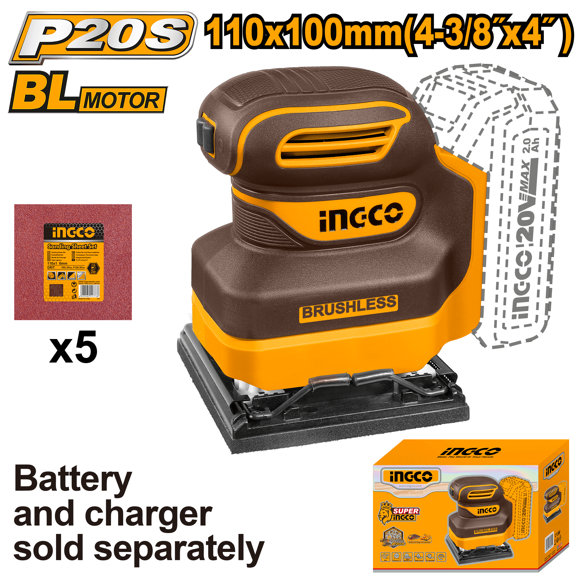 Slefuitor 20V BL 110x100mm