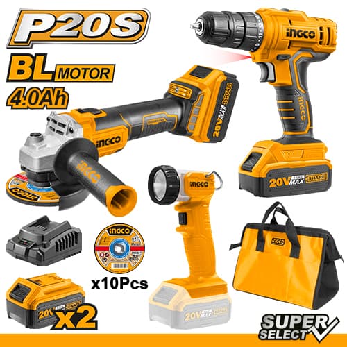Bormasina + Flex + Lanterna 20V + 2x 4Ah BL Motor