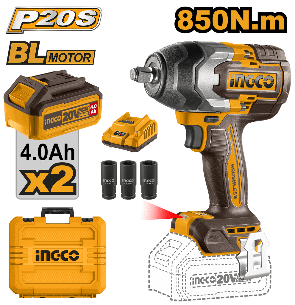 Filetanta 20V BL 1/2 850nm cu 2 x 4.0Ah