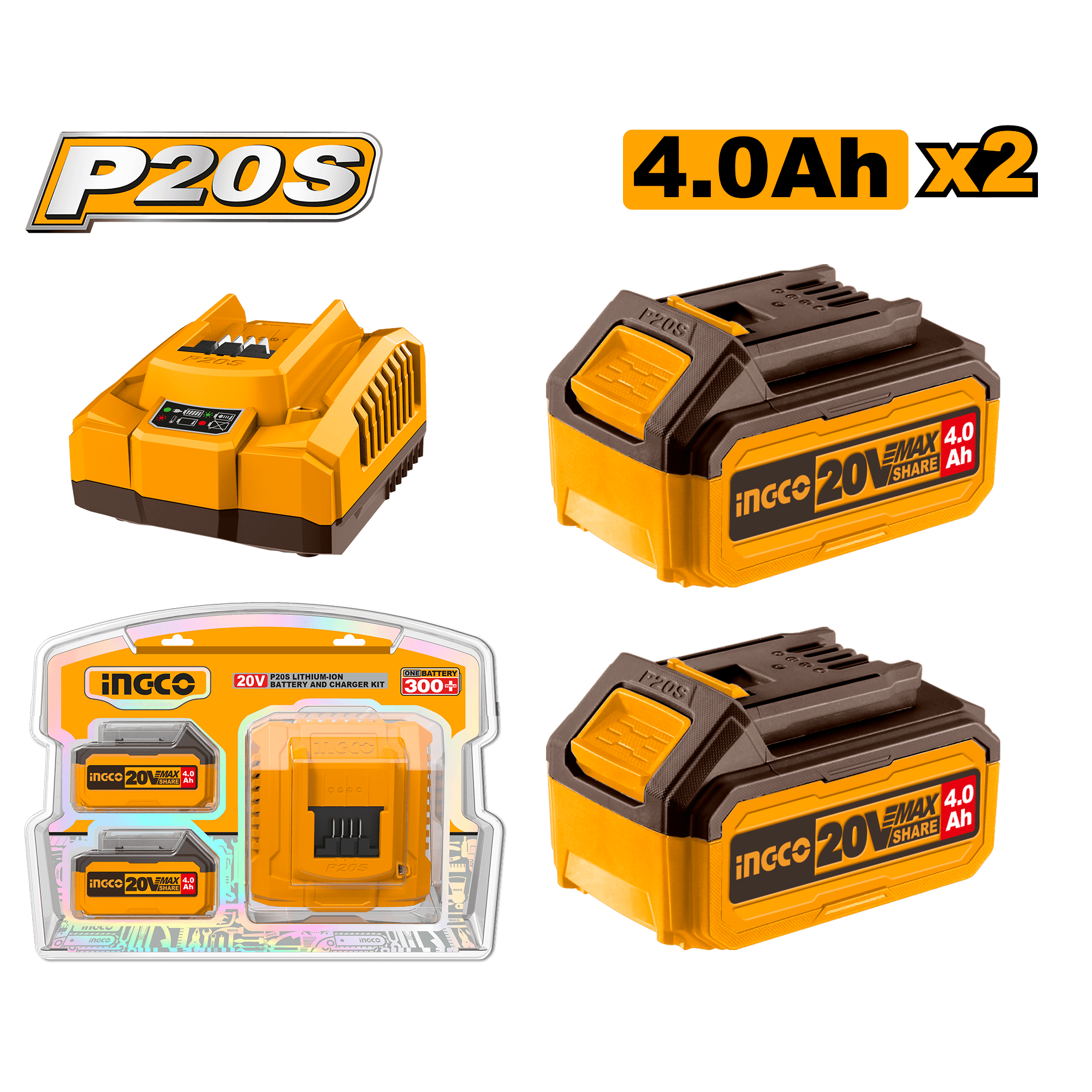 Baterie (Acumulator) 20V 4Ah Set 2 Bucati cu Incarcator