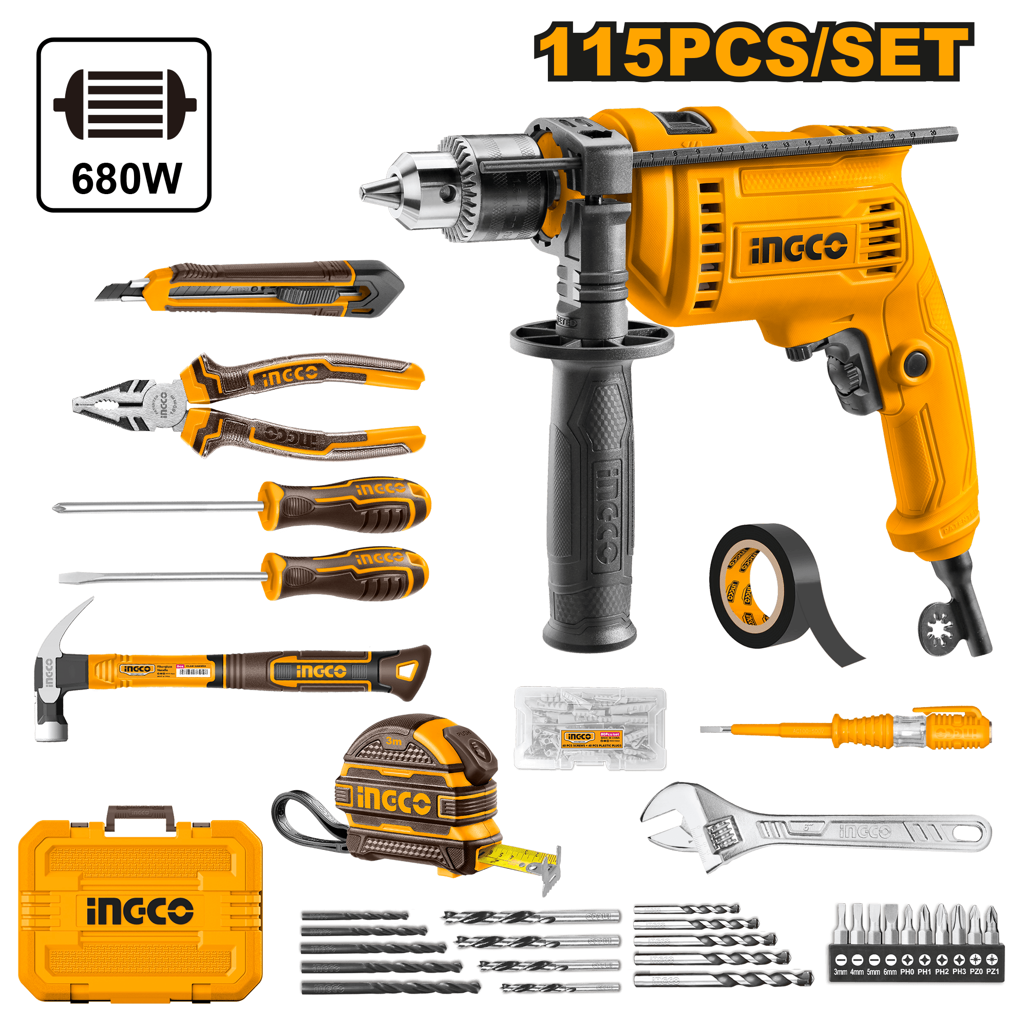 Bormasina 680w + Trusa Accesorii 115pcs