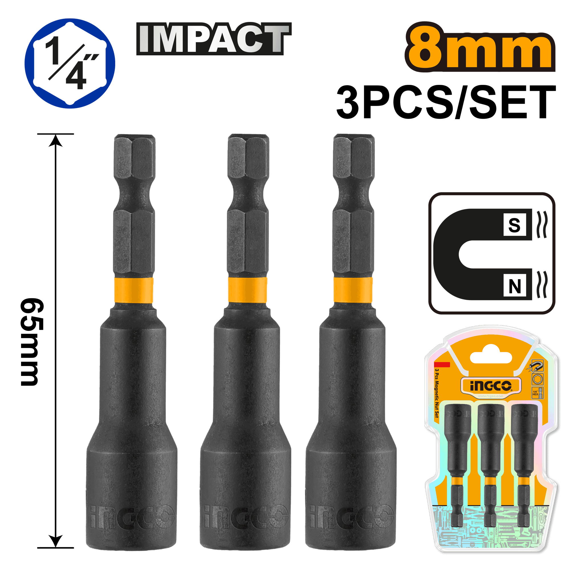 Set Chei Magnetice pentru Tubulare 1/4 3pcs